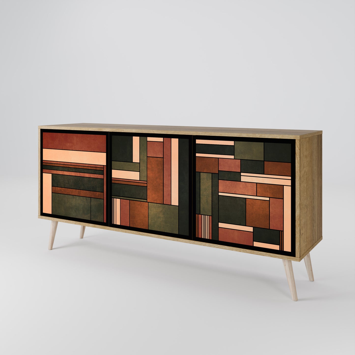 Credenza a 3 ante FIGURES OF NATURE in effetto rovere
