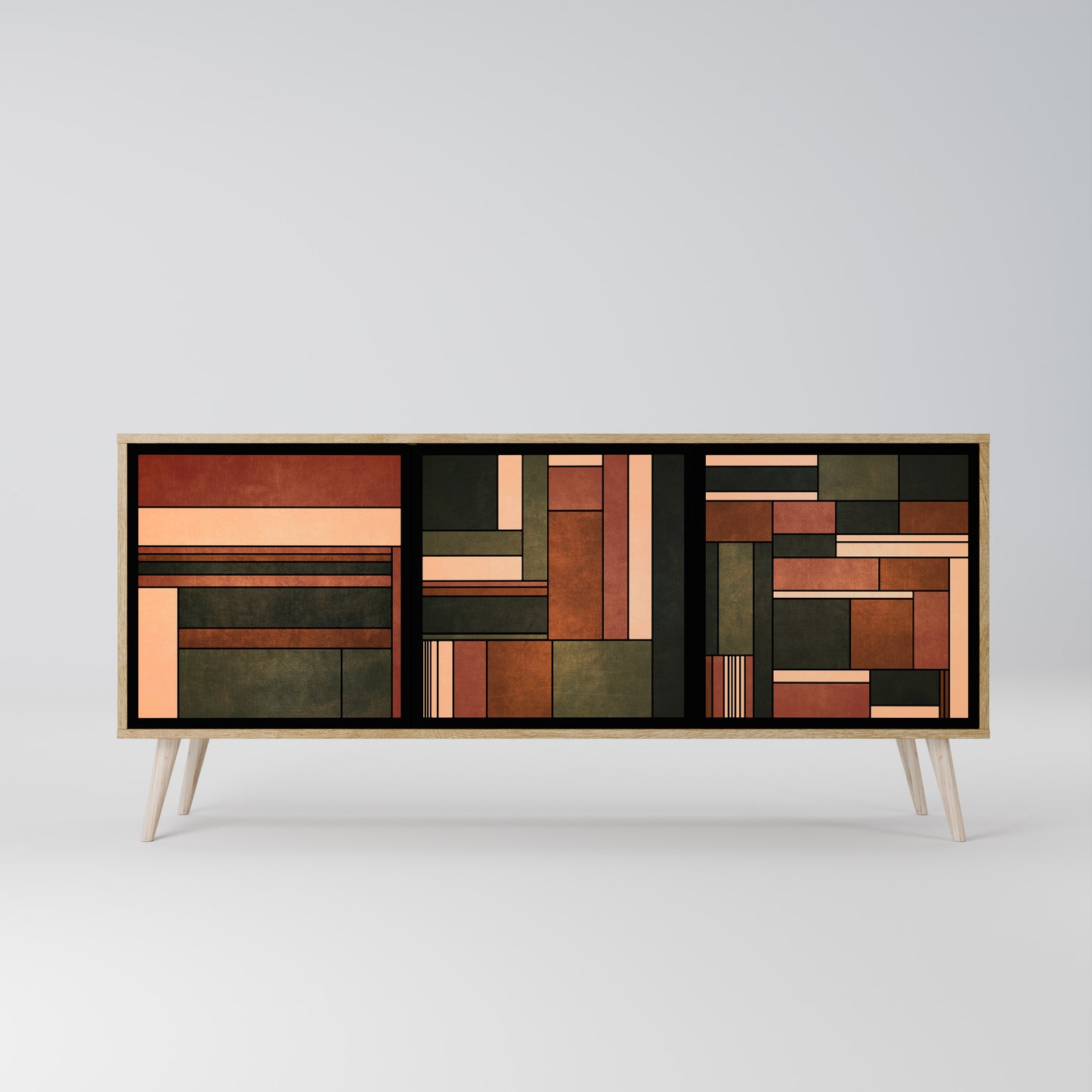 Credenza a 3 ante FIGURES OF NATURE in effetto rovere