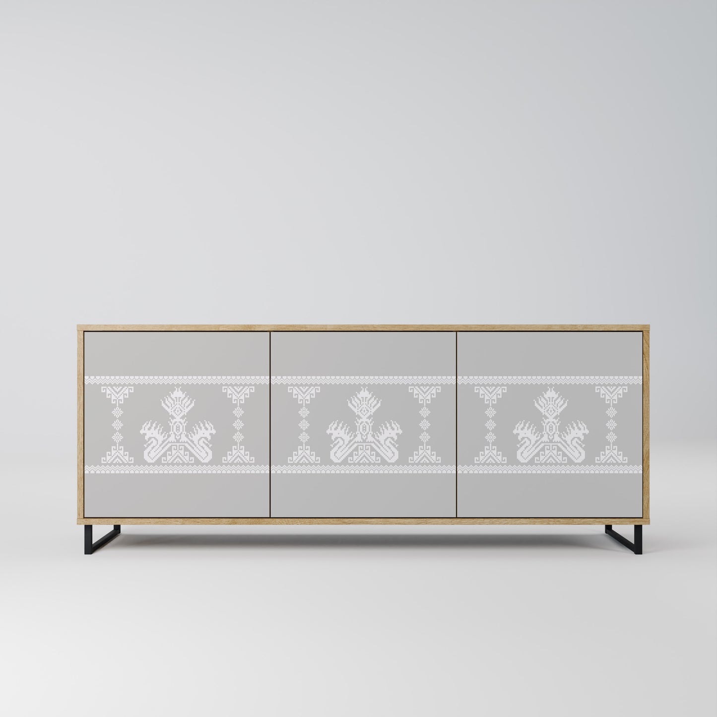 THAI GRAY 3-Door Sideboard in Oak Effect