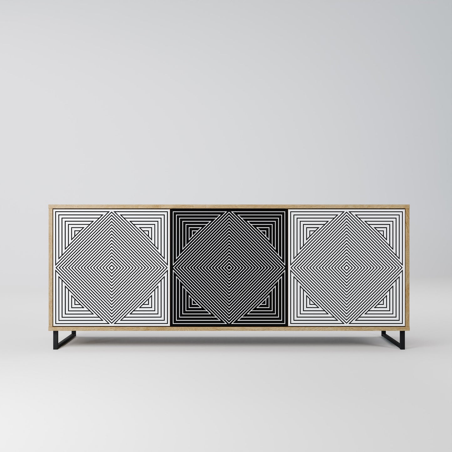 POLYGON ILLUSION 3-Door Sideboard in Oak Effect