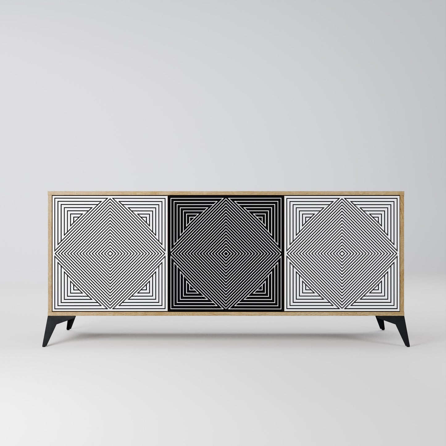 POLYGON ILLUSION 3-Door Sideboard in Oak Effect