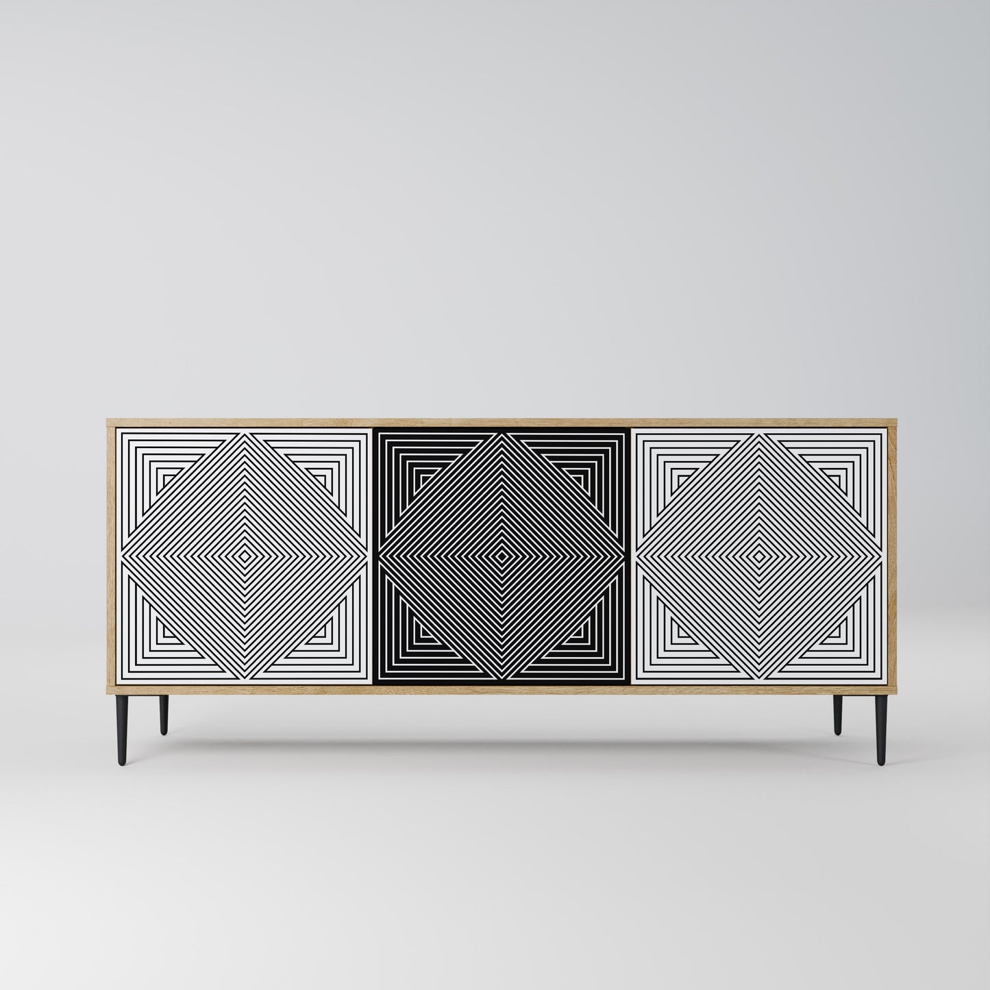 POLYGON ILLUSION 3-Door Sideboard in Oak Effect