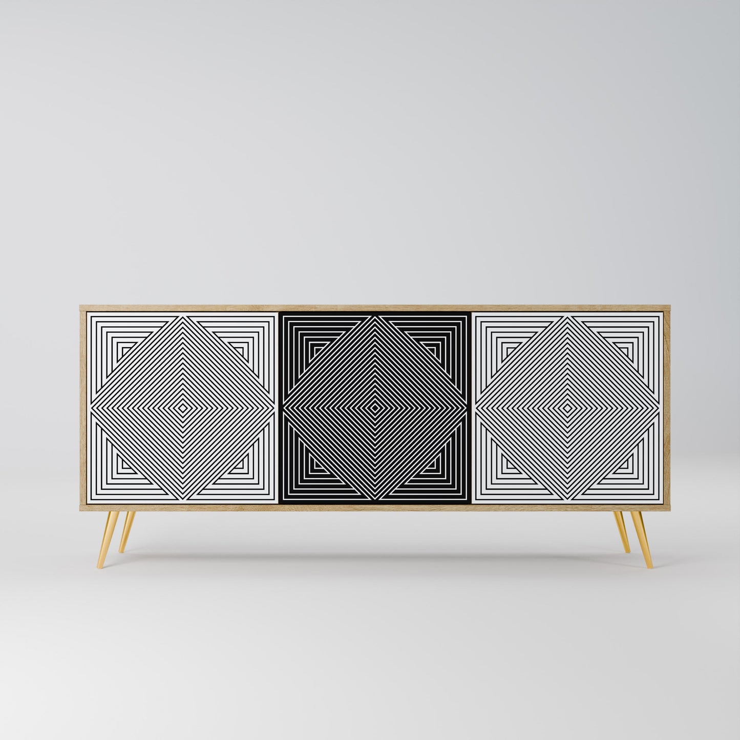 POLYGON ILLUSION 3-Door Sideboard in Oak Effect