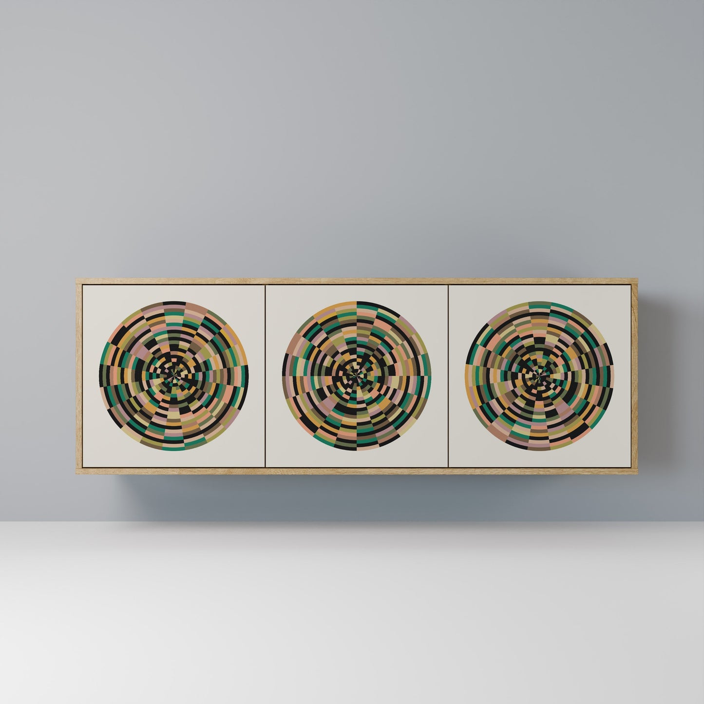 GREEN CIRCLES 3-Door Sideboard in Oak Effect
