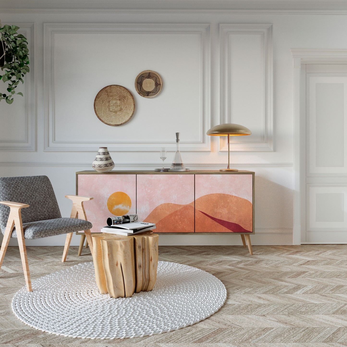 Credenza LUMINOUS SUNLIGHT a 3 ante in effetto rovere