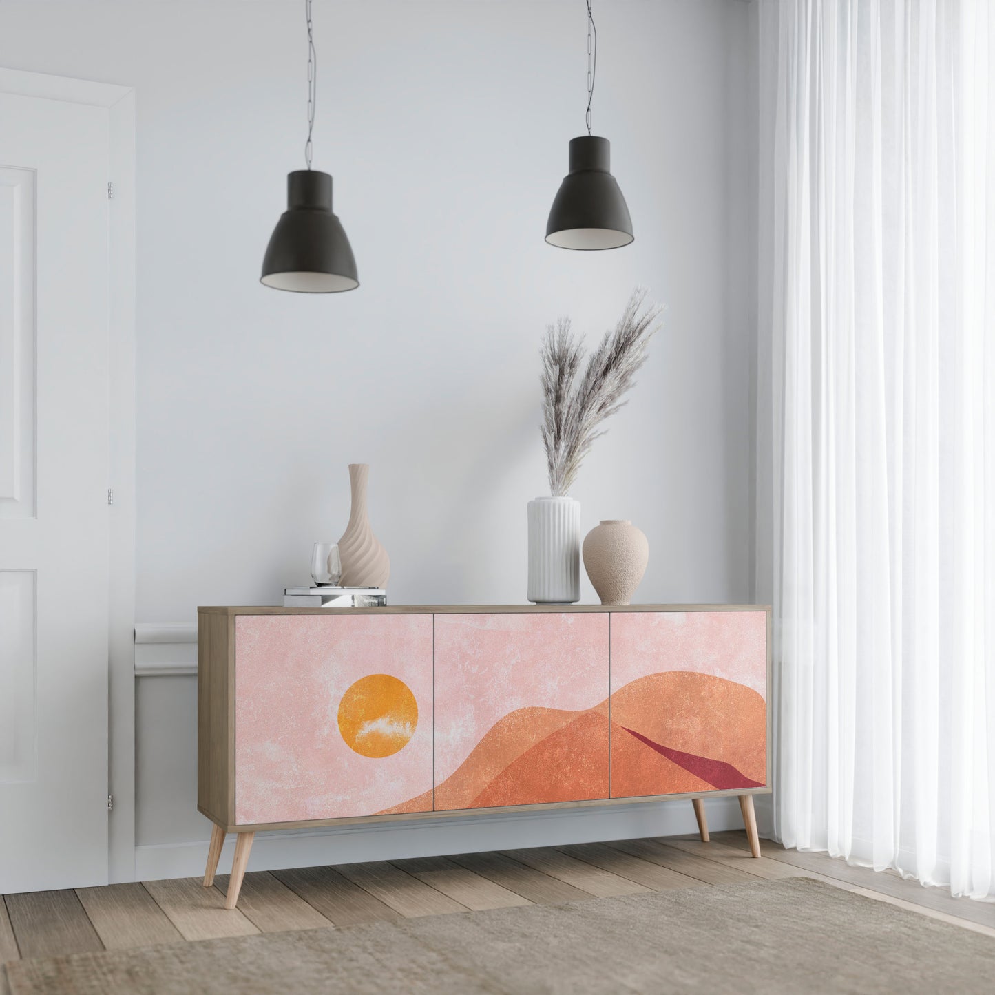 Credenza LUMINOUS SUNLIGHT a 3 ante in effetto rovere