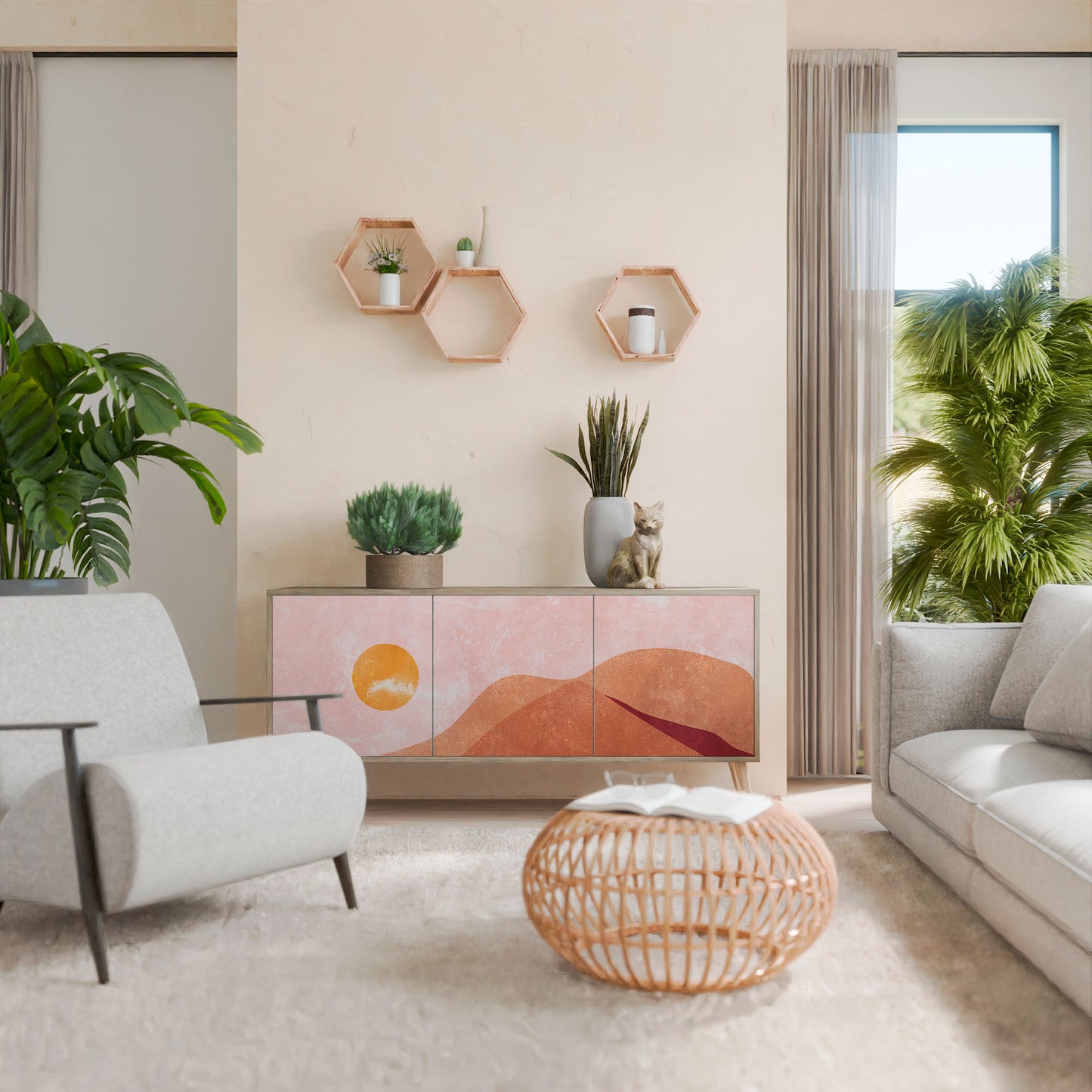Credenza LUMINOUS SUNLIGHT a 3 ante in effetto rovere