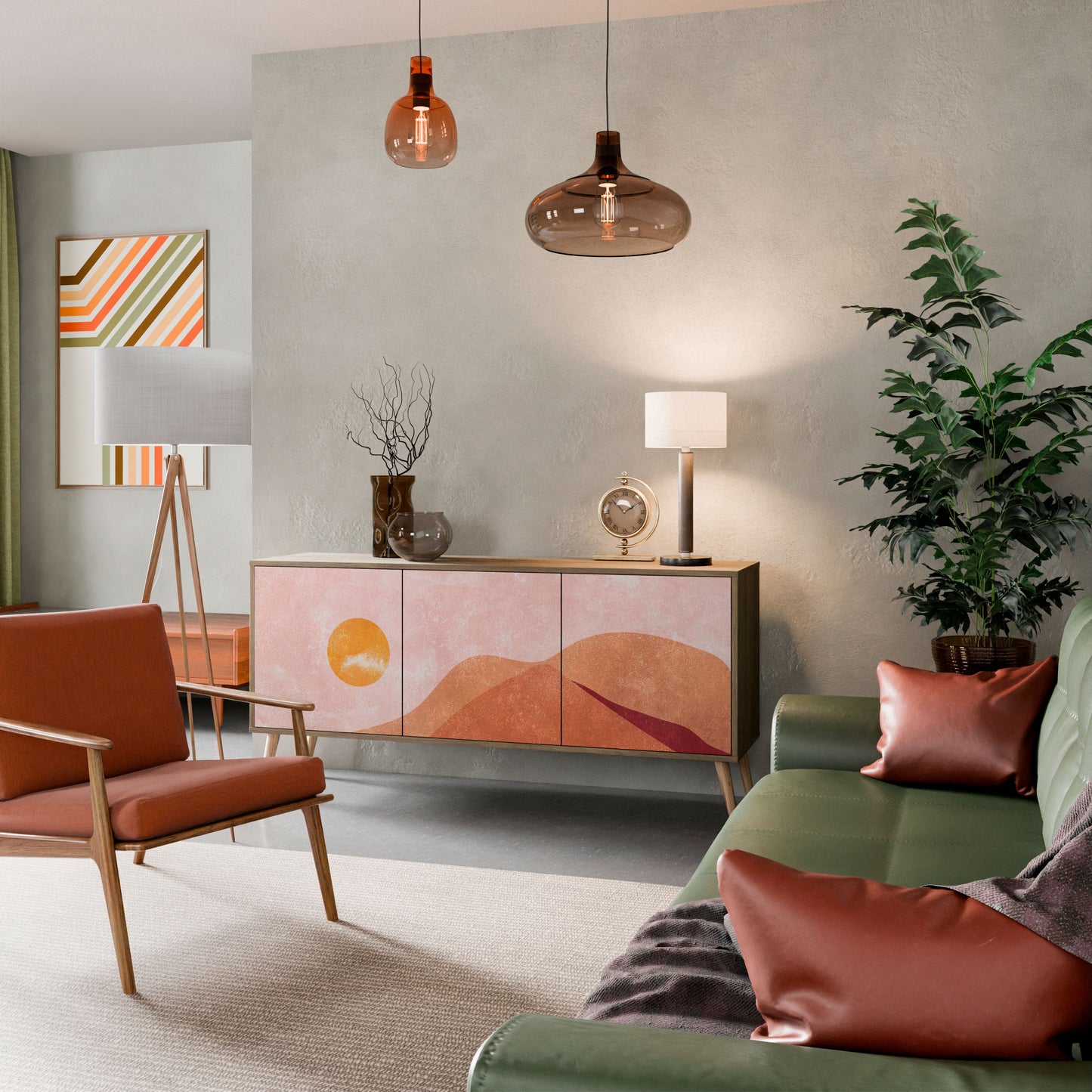 Credenza LUMINOUS SUNLIGHT a 3 ante in effetto rovere