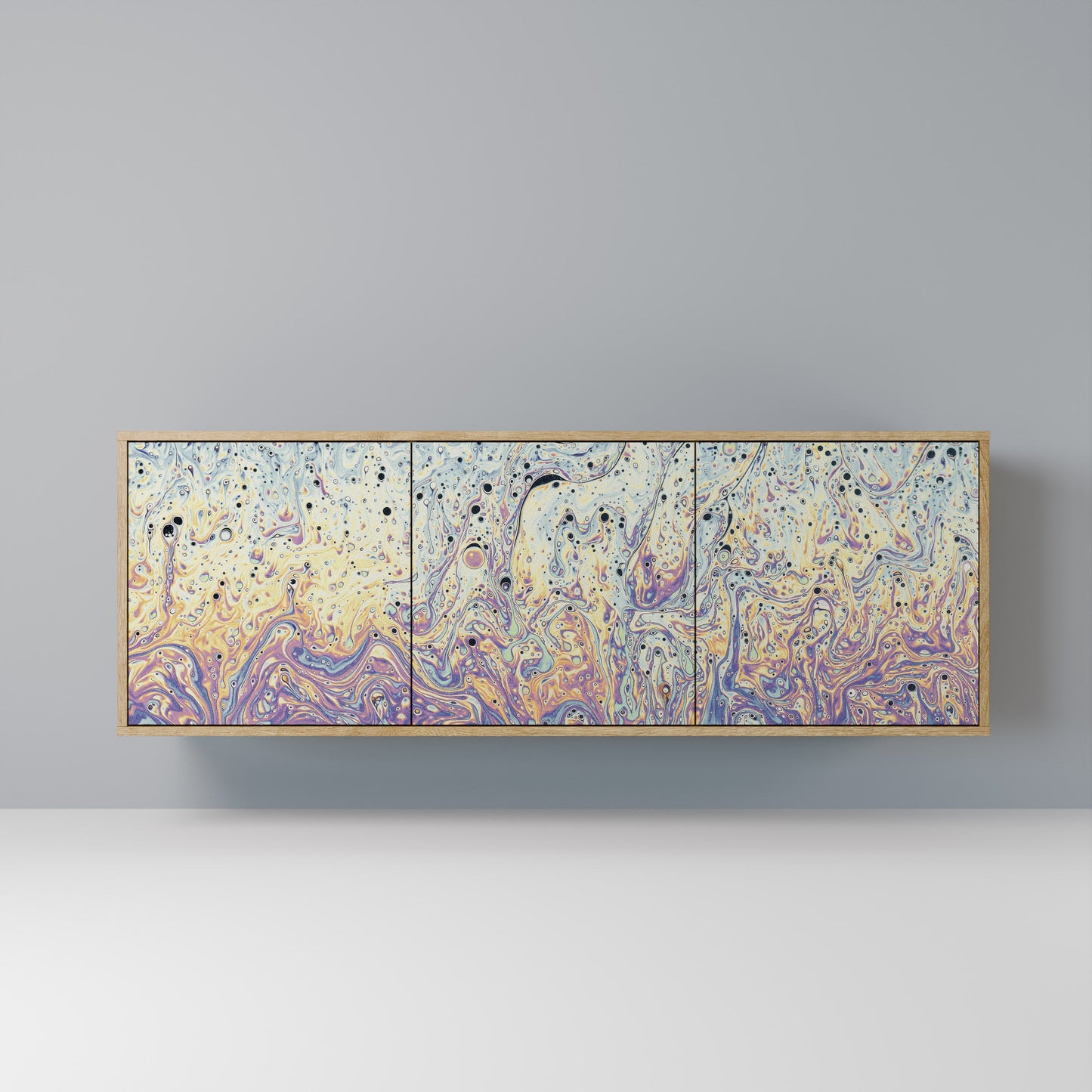 Credenza a 3 ante MOSAIC OF COLORS in effetto rovere