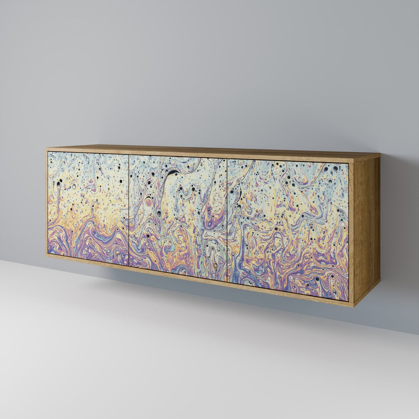 Credenza a 3 ante MOSAIC OF COLORS in effetto rovere