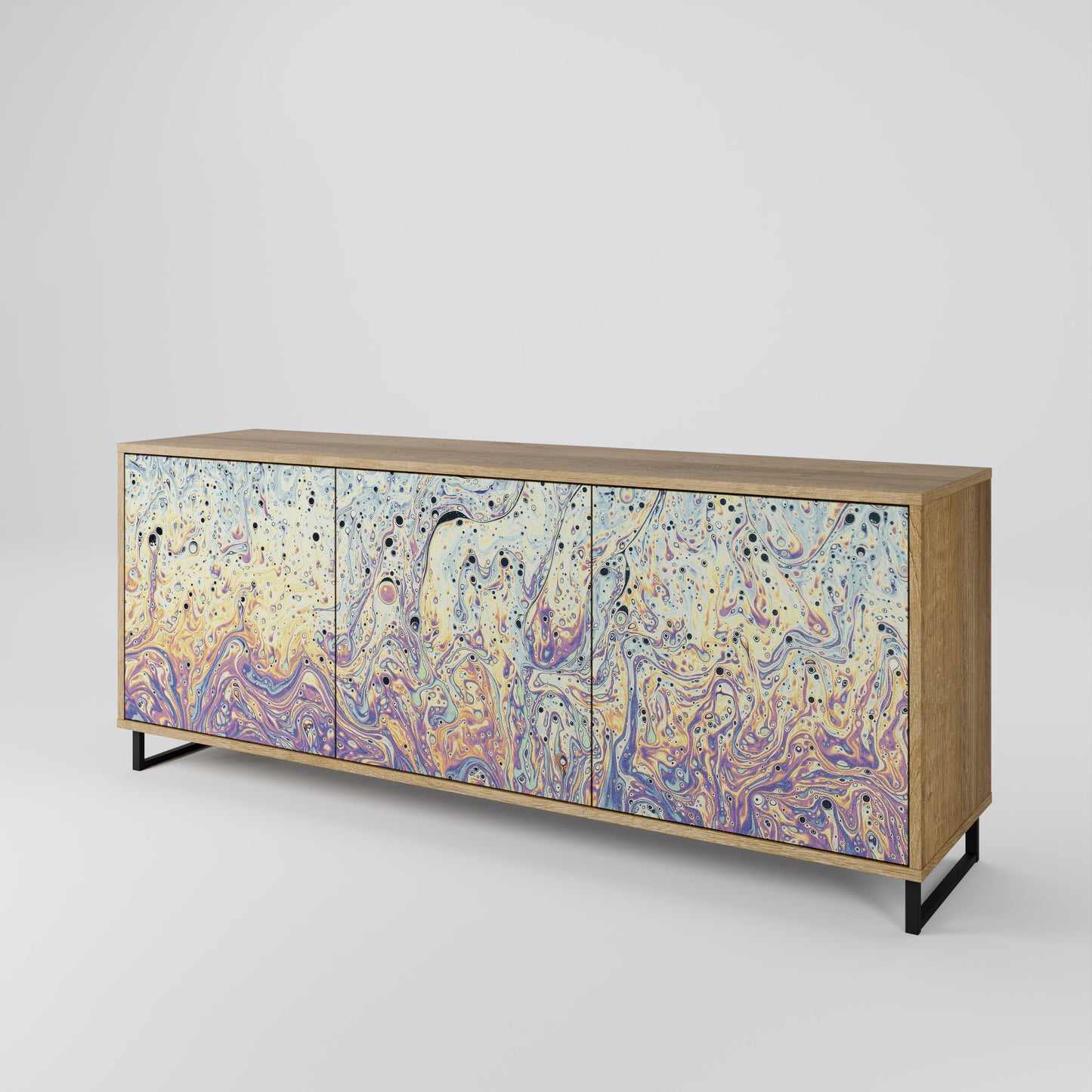 Credenza a 3 ante MOSAIC OF COLORS in effetto rovere