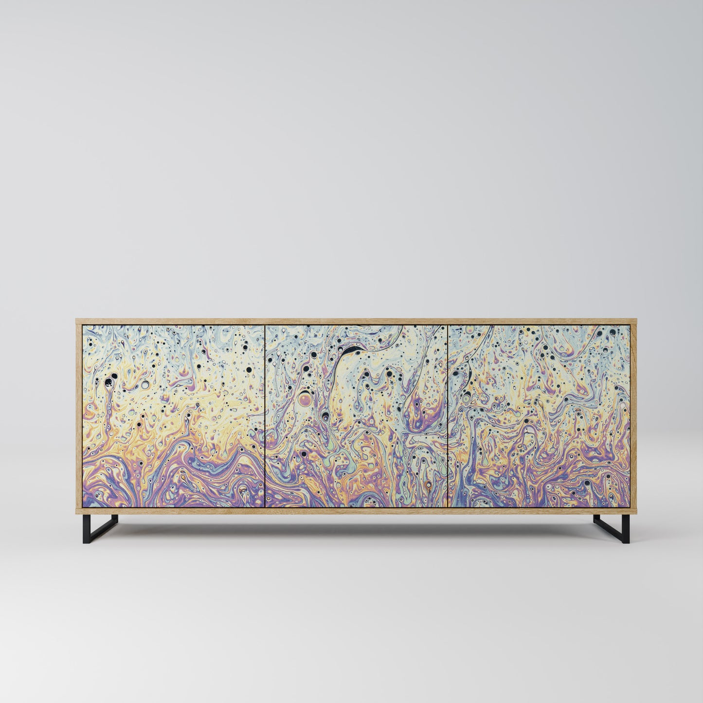 Credenza a 3 ante MOSAIC OF COLORS in effetto rovere