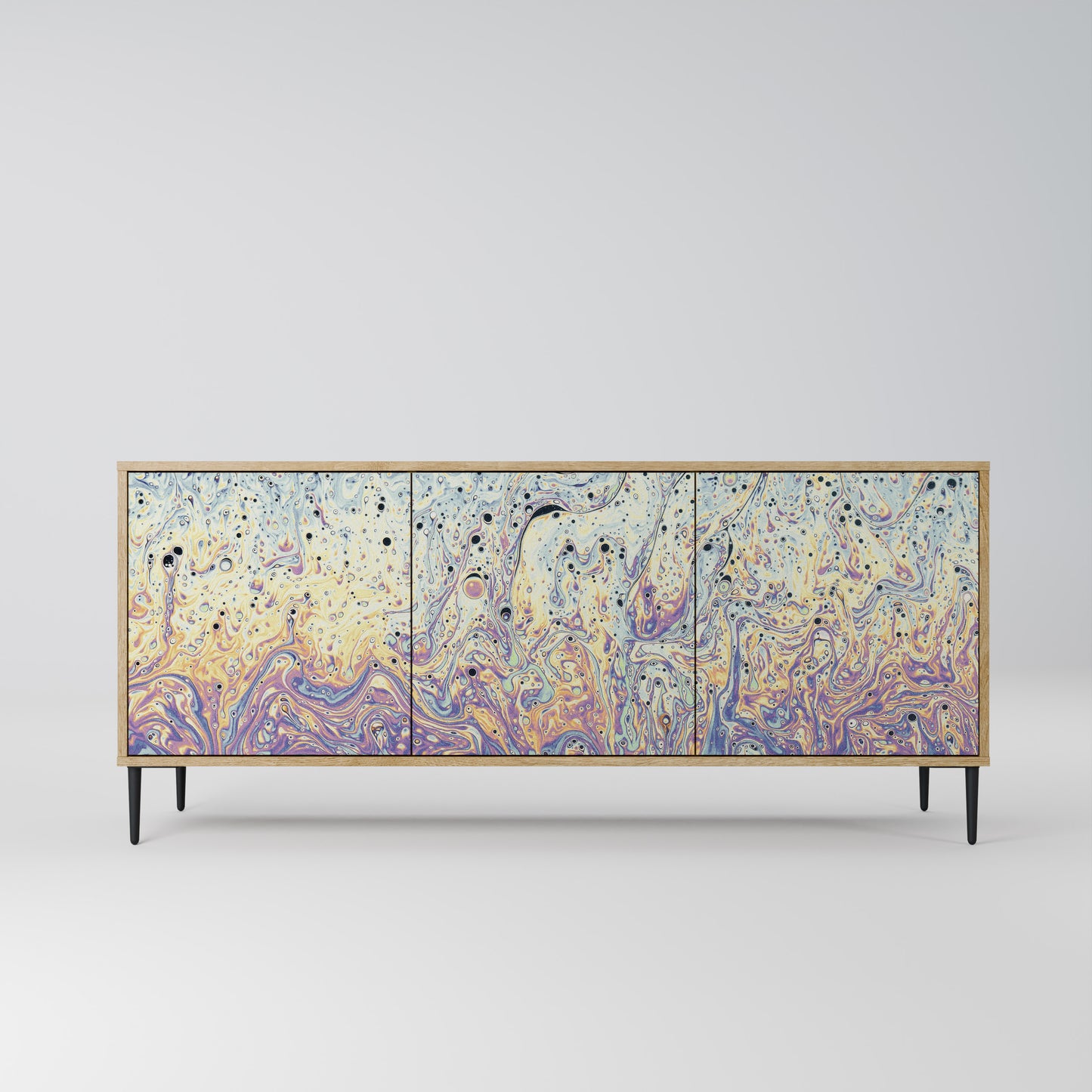 Credenza a 3 ante MOSAIC OF COLORS in effetto rovere
