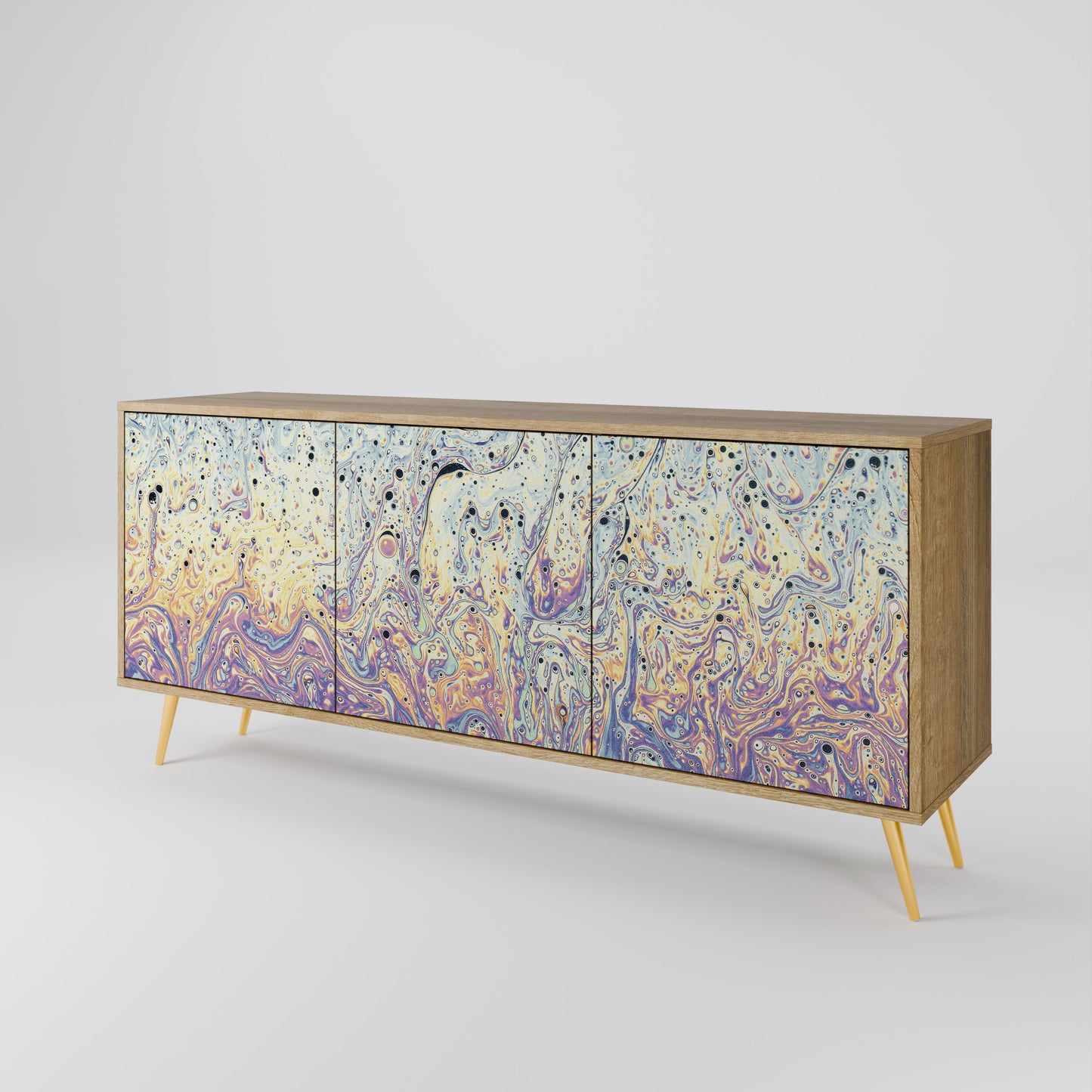 Credenza a 3 ante MOSAIC OF COLORS in effetto rovere