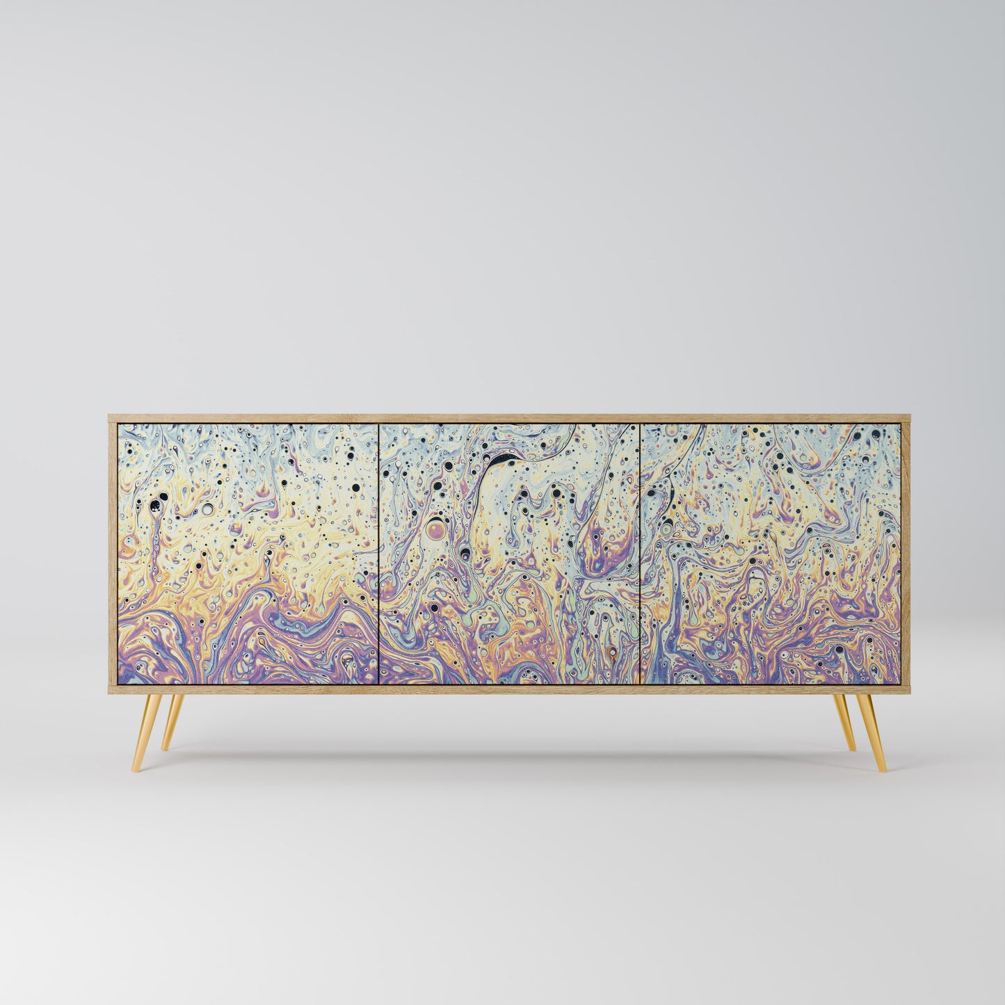 Credenza a 3 ante MOSAIC OF COLORS in effetto rovere