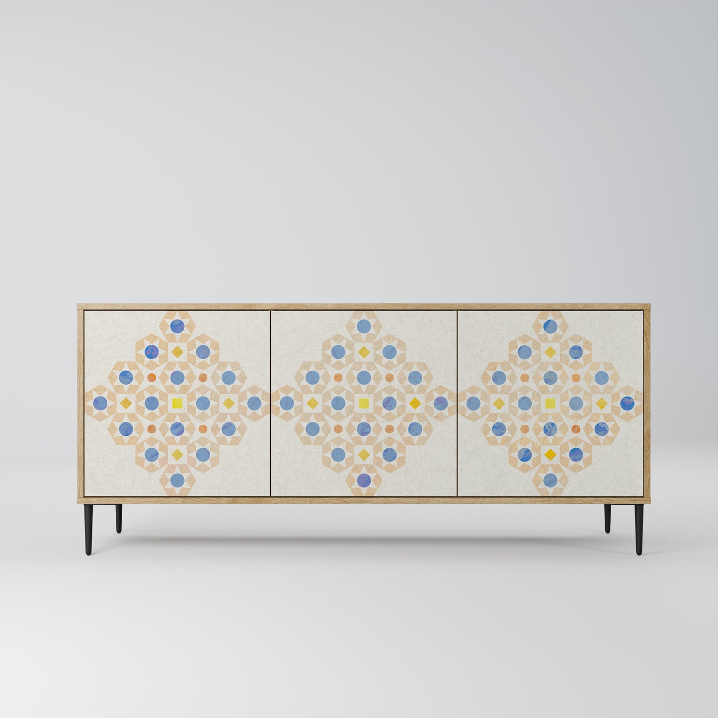 Credenza a 3 ante PATTERNED PRISM in effetto rovere