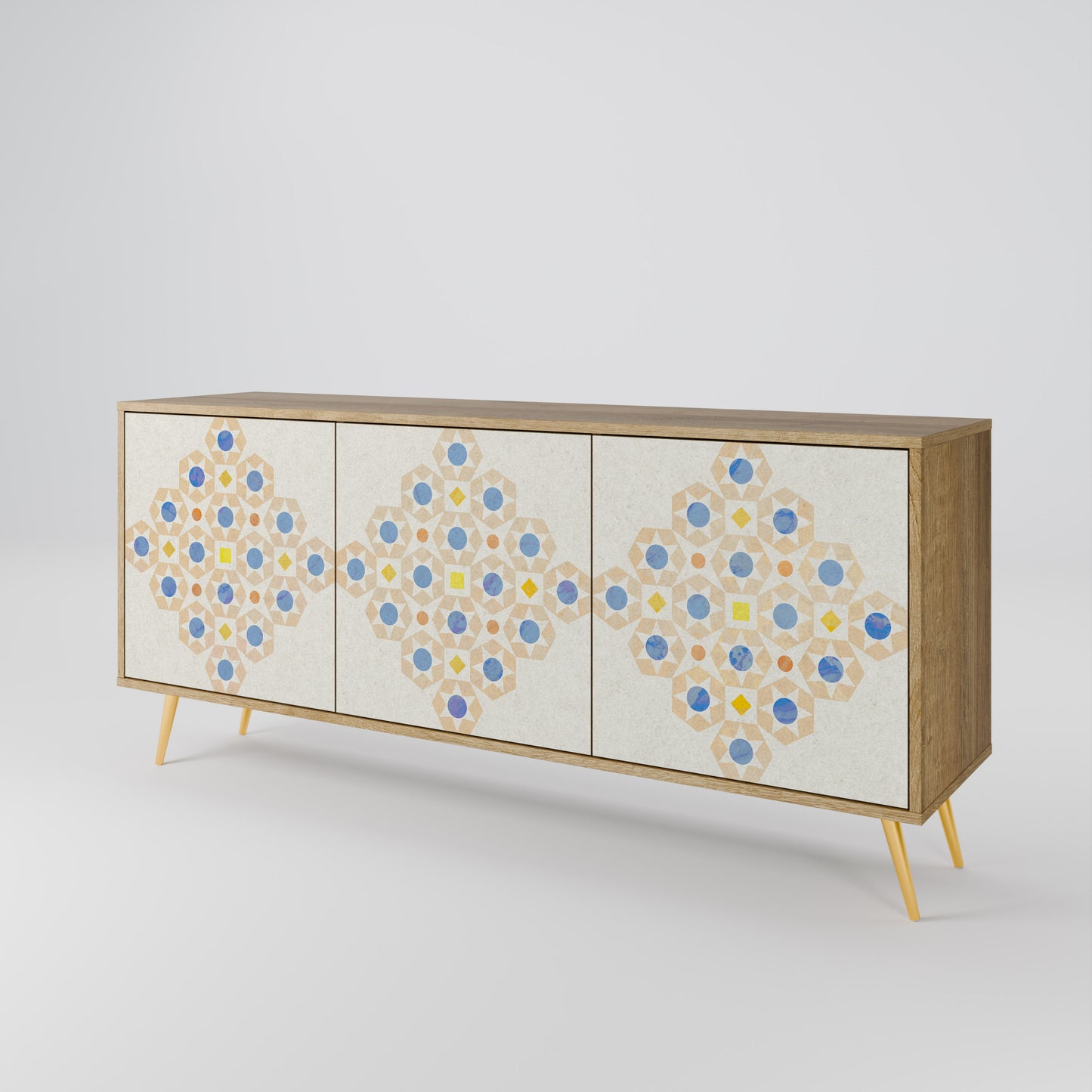 Credenza a 3 ante PATTERNED PRISM in effetto rovere