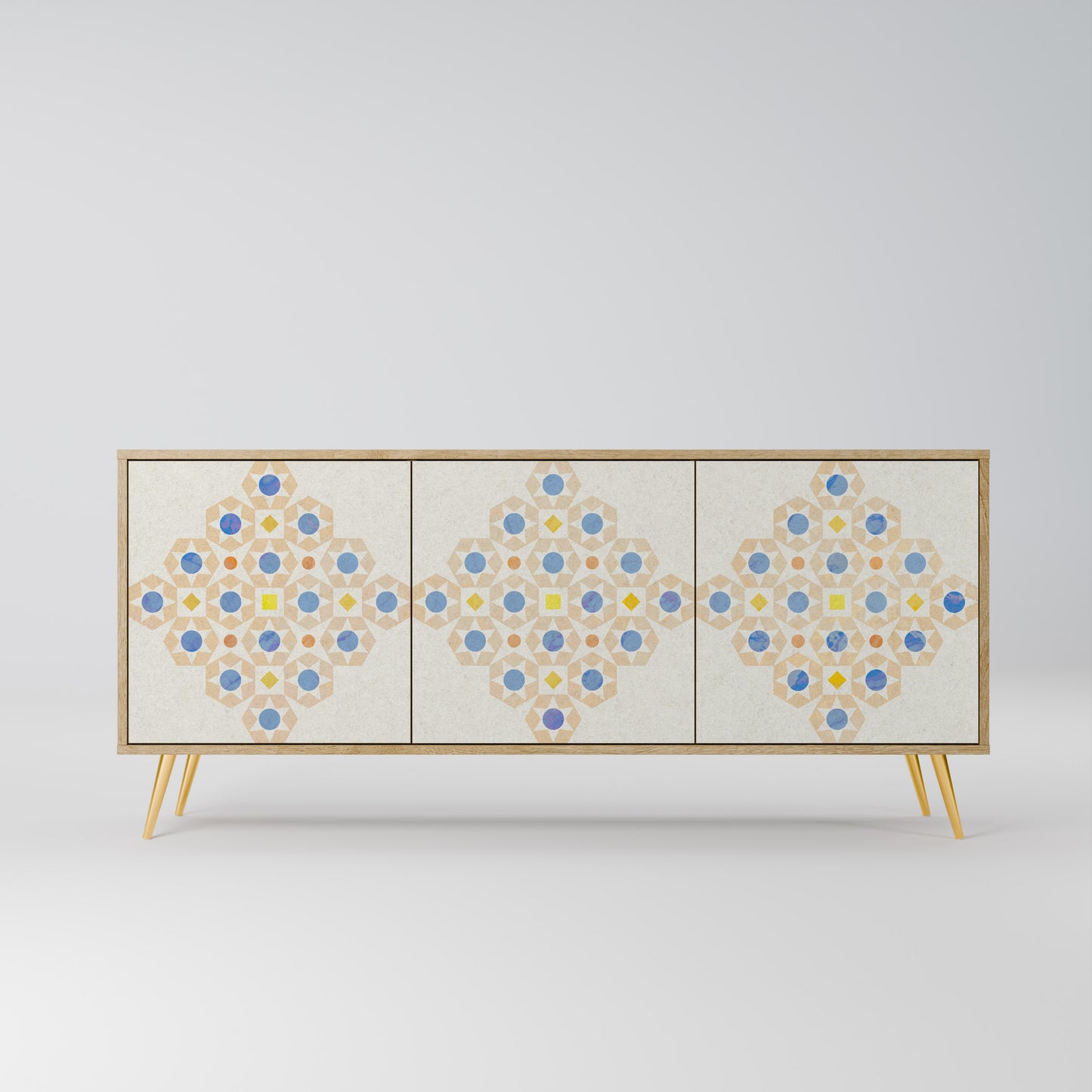 Credenza a 3 ante PATTERNED PRISM in effetto rovere