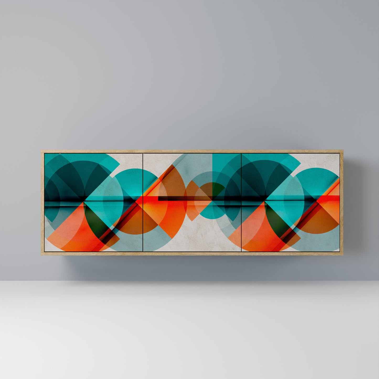 Credenza CIRCULAR RHAPSODY a 3 ante in effetto rovere