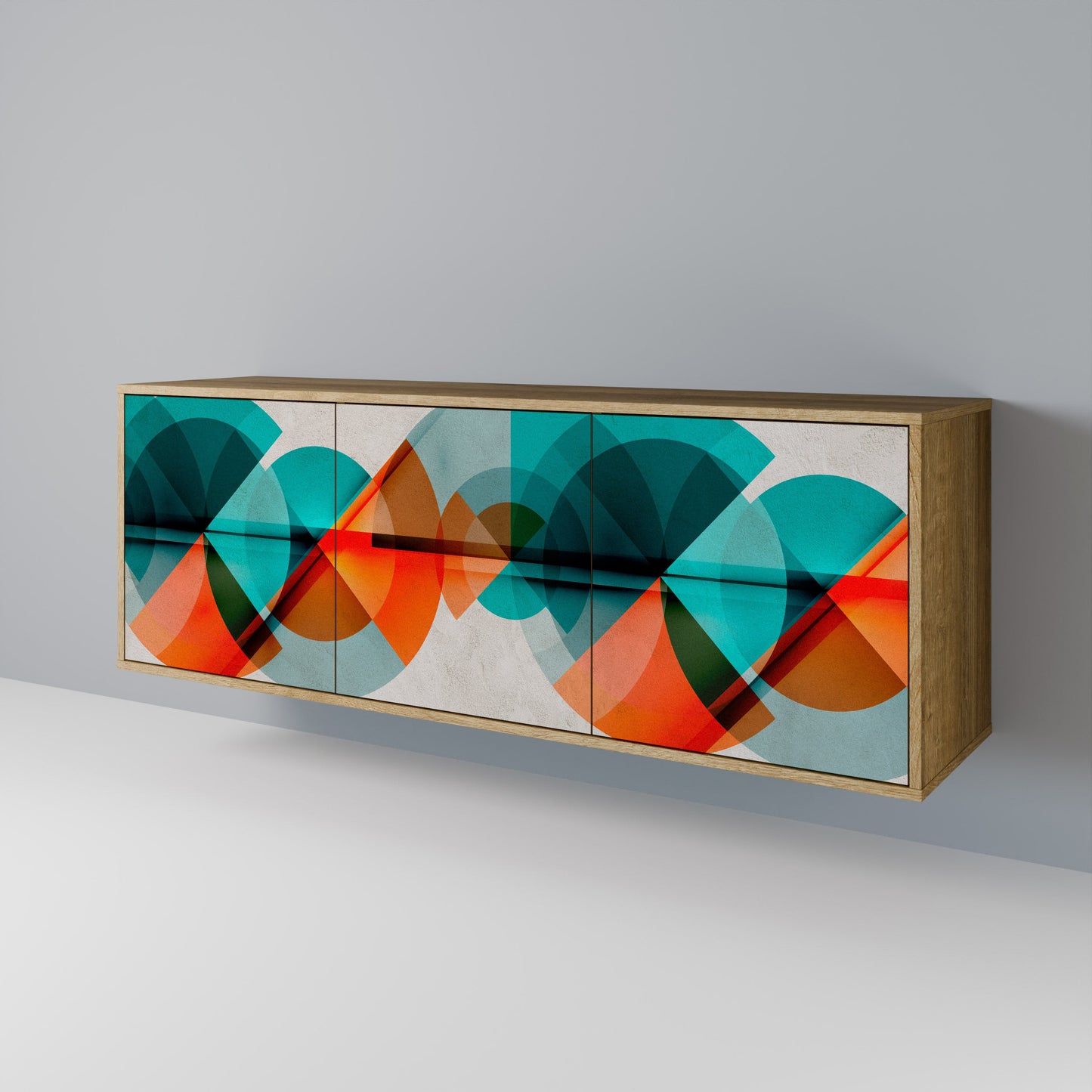 Credenza CIRCULAR RHAPSODY a 3 ante in effetto rovere