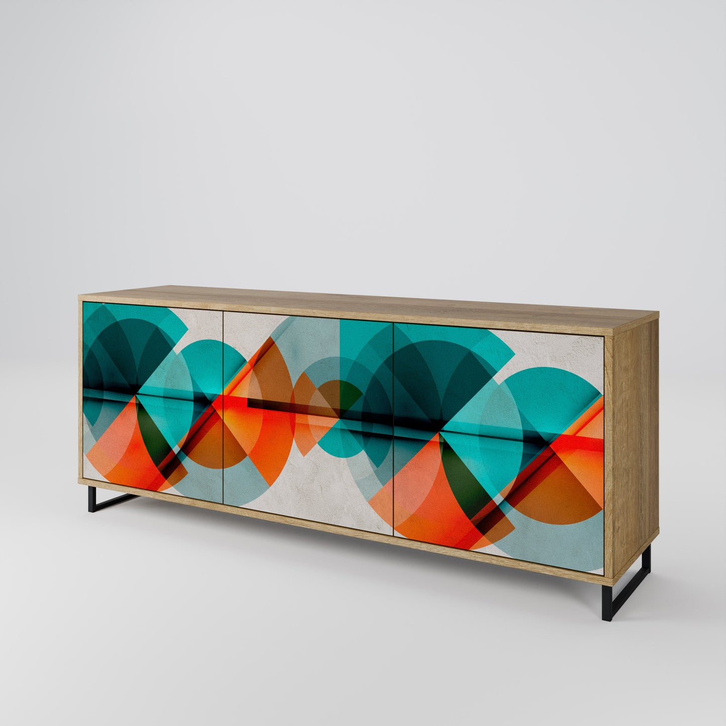 Credenza CIRCULAR RHAPSODY a 3 ante in effetto rovere