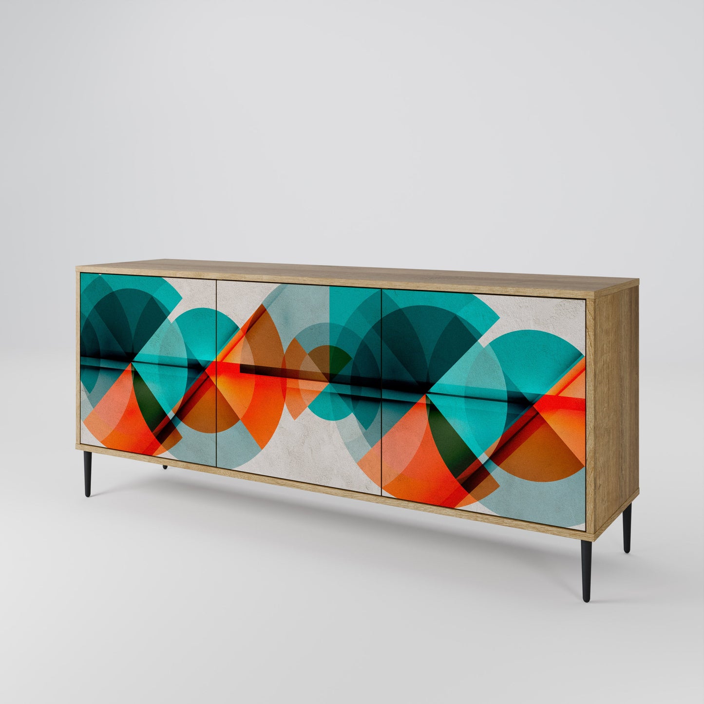 Credenza CIRCULAR RHAPSODY a 3 ante in effetto rovere