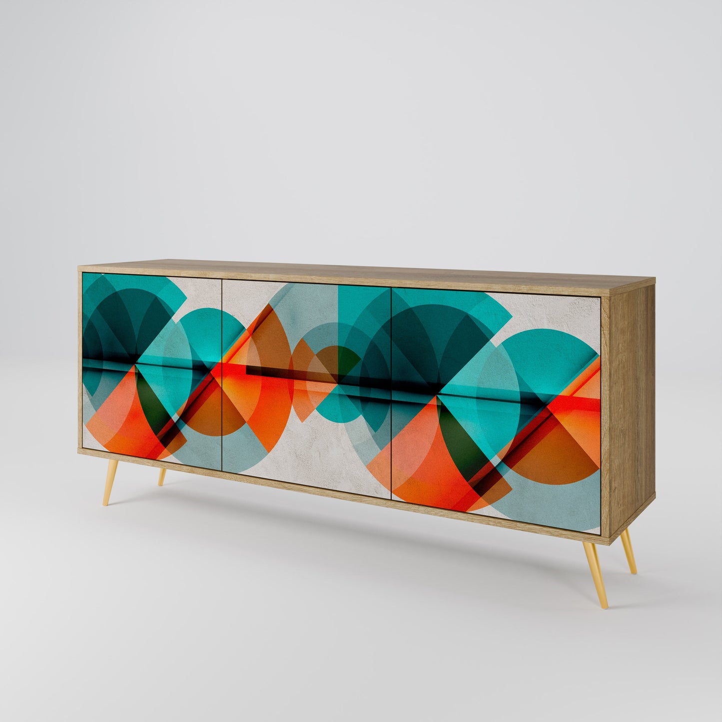 Credenza CIRCULAR RHAPSODY a 3 ante in effetto rovere