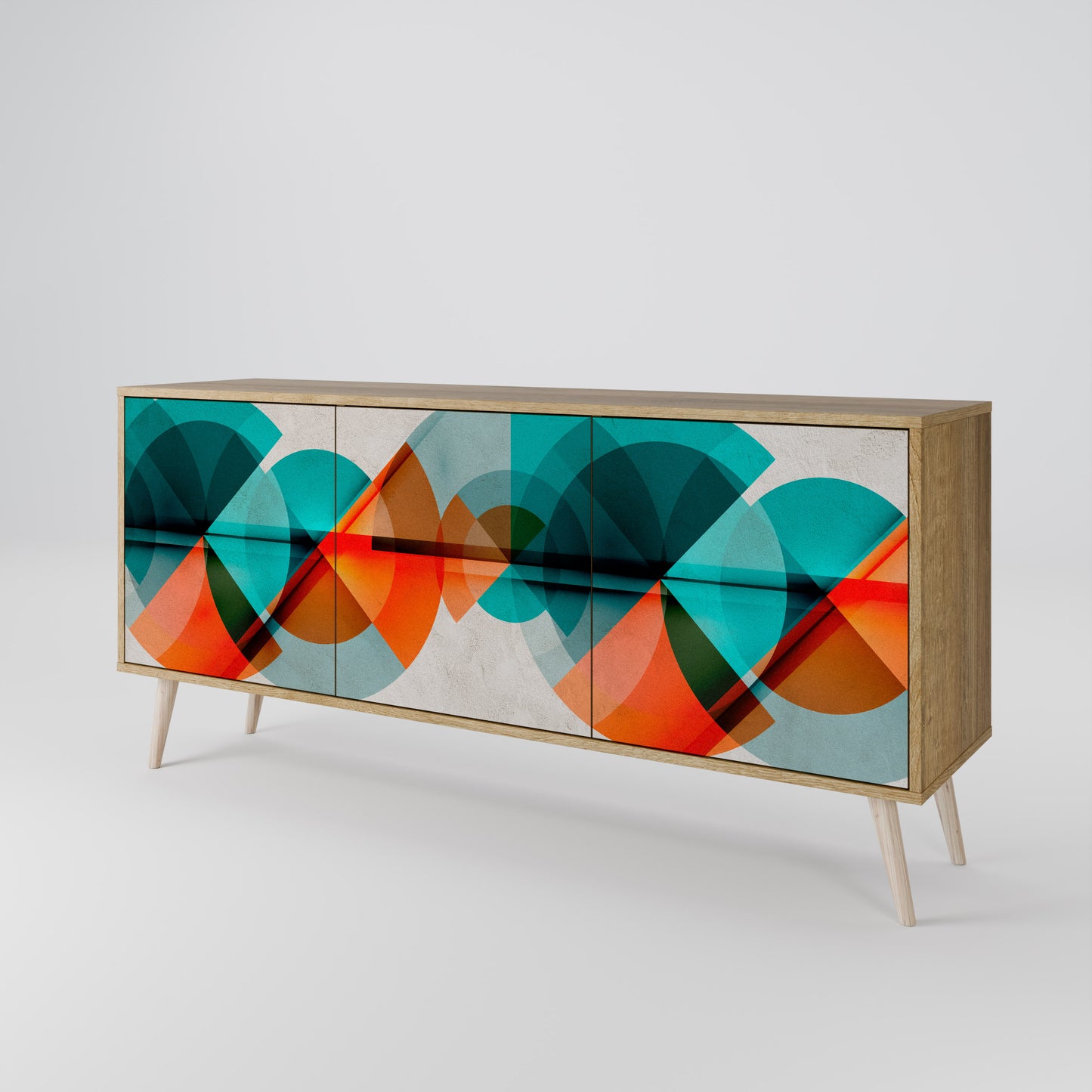 Credenza CIRCULAR RHAPSODY a 3 ante in effetto rovere