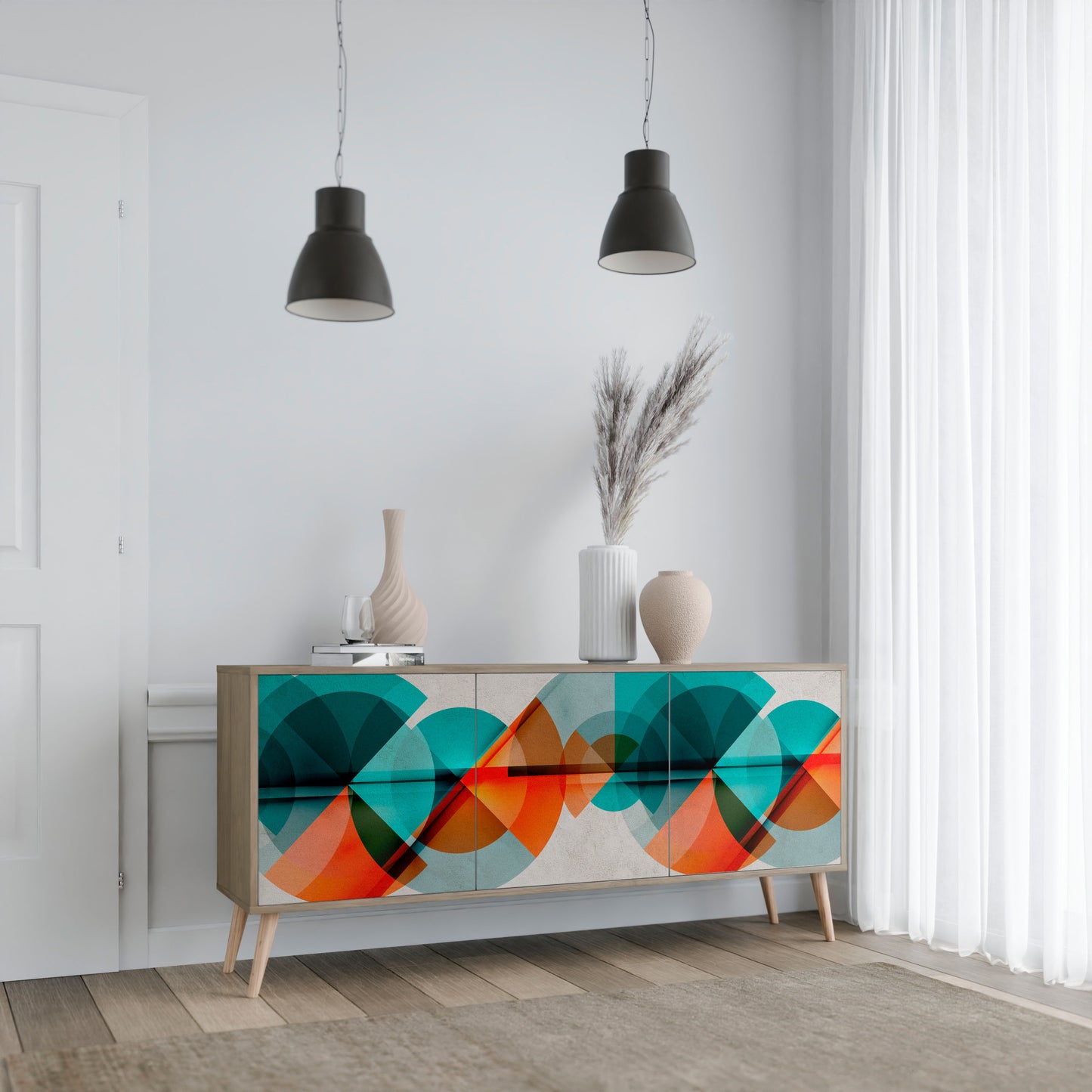 Credenza CIRCULAR RHAPSODY a 3 ante in effetto rovere