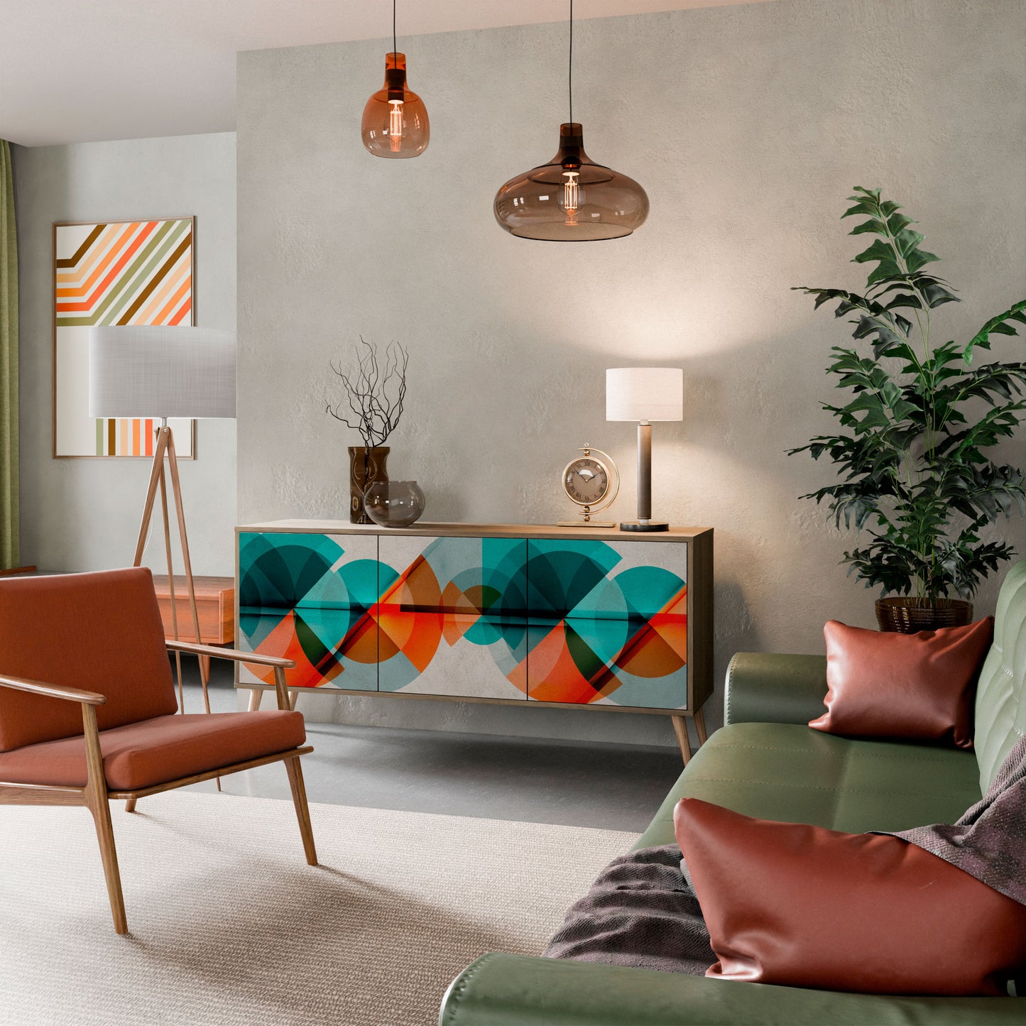 Credenza CIRCULAR RHAPSODY a 3 ante in effetto rovere