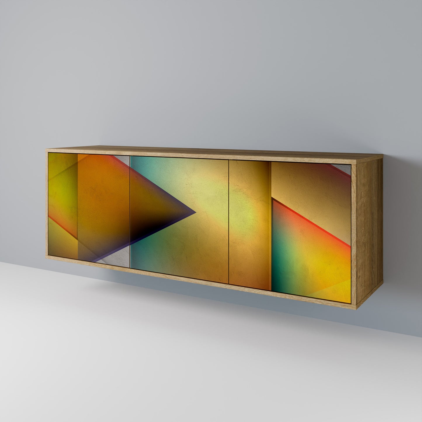 PIERCING SHARPNESS 3-Door Sideboard in Oak Effect