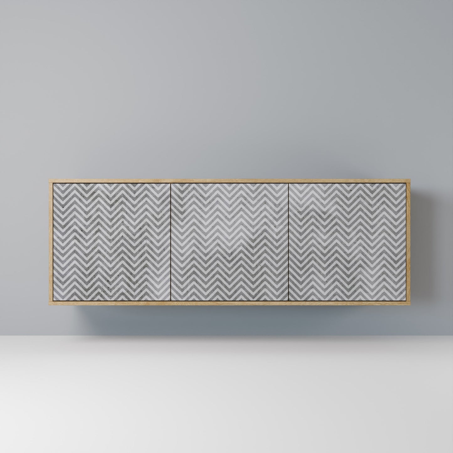 CONCRETE ZIG ZAG 3-Door Sideboard in Oak Effect