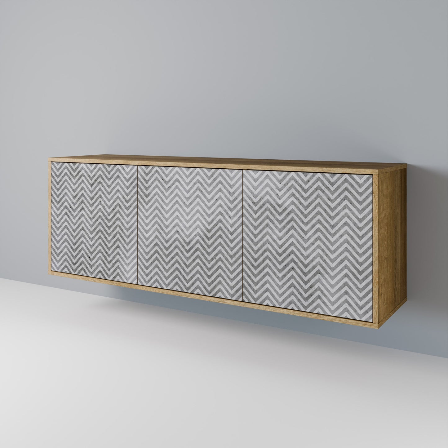 CONCRETE ZIG ZAG 3-Door Sideboard in Oak Effect