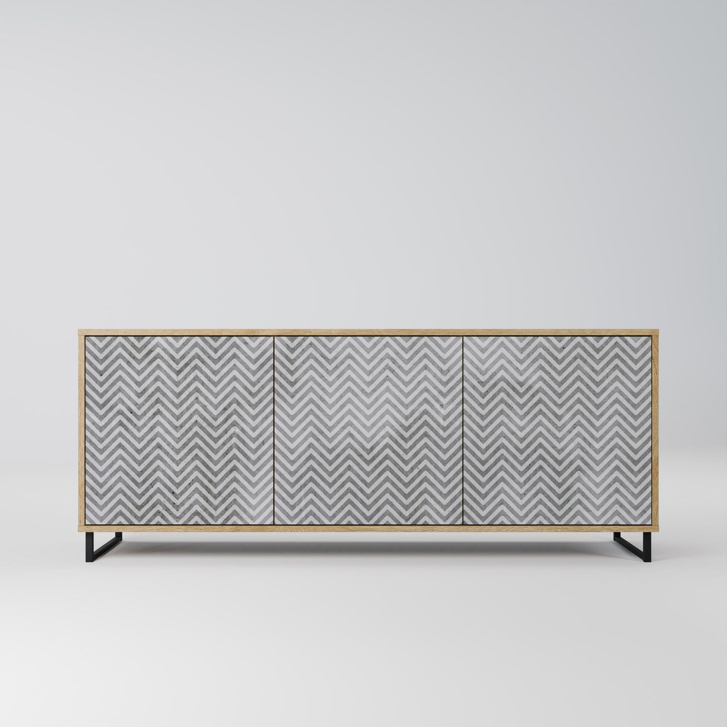 CONCRETE ZIG ZAG 3-Door Sideboard in Oak Effect
