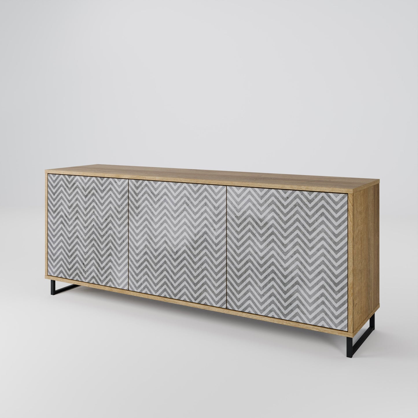 CONCRETE ZIG ZAG 3-Door Sideboard in Oak Effect