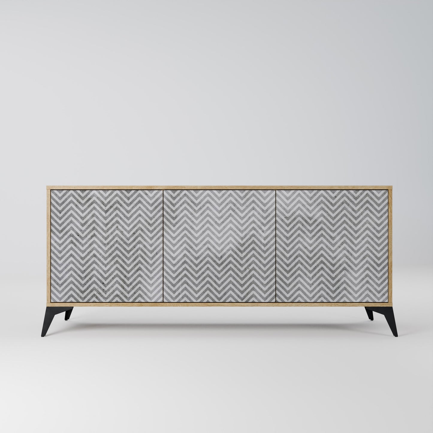 CONCRETE ZIG ZAG 3-Door Sideboard in Oak Effect
