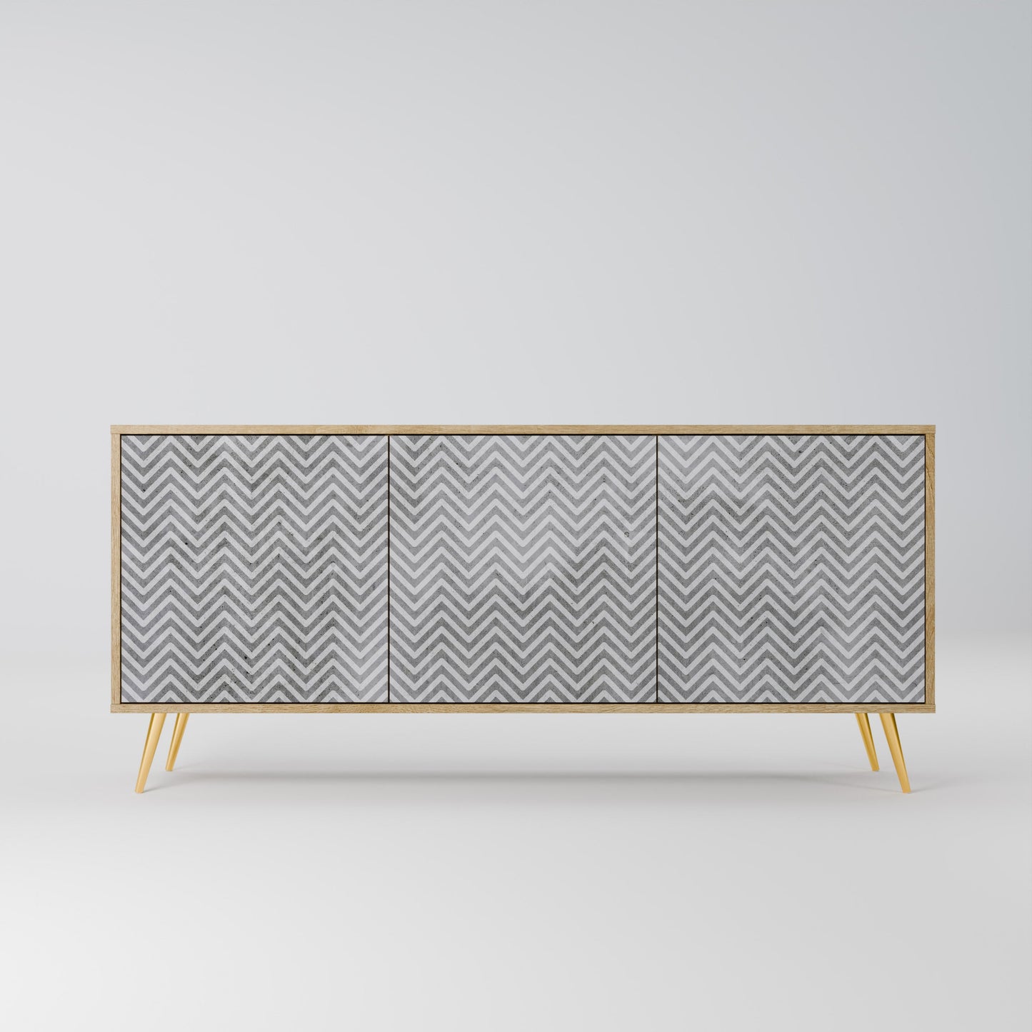 CONCRETE ZIG ZAG 3-Door Sideboard in Oak Effect