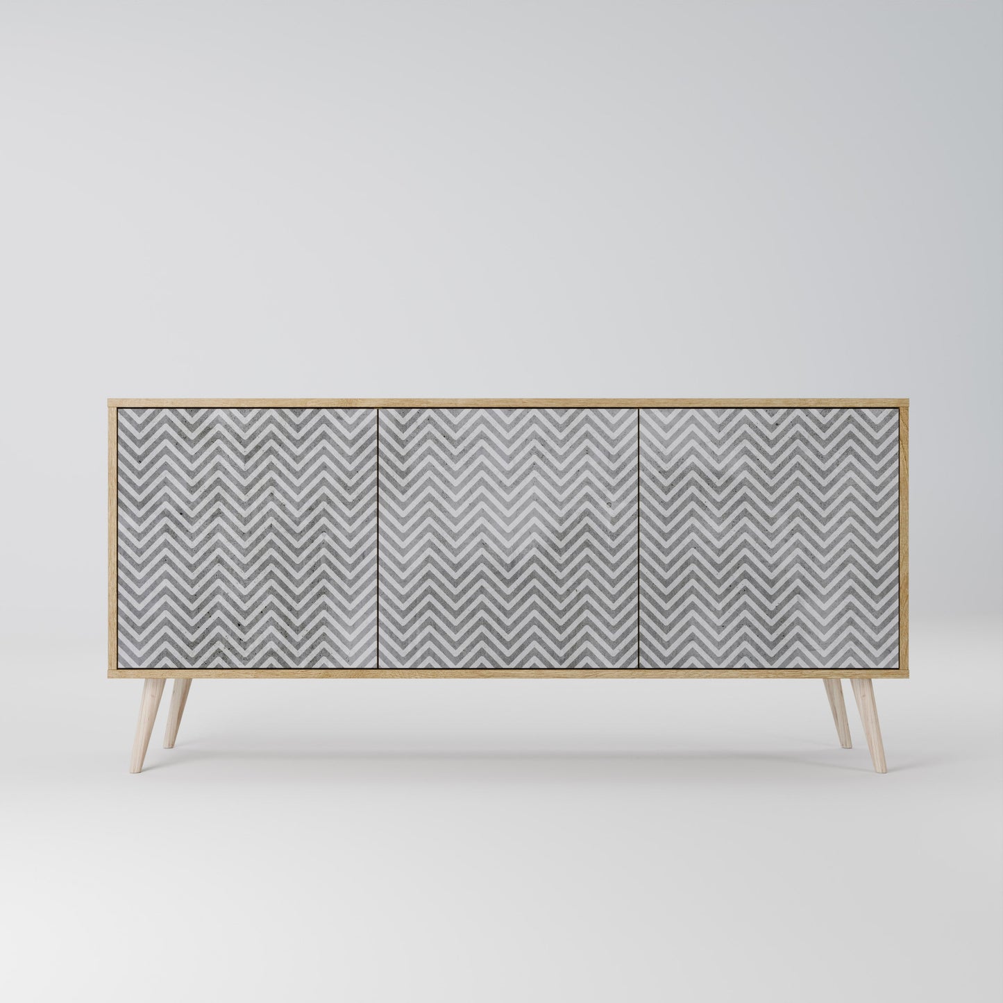 CONCRETE ZIG ZAG 3-Door Sideboard in Oak Effect
