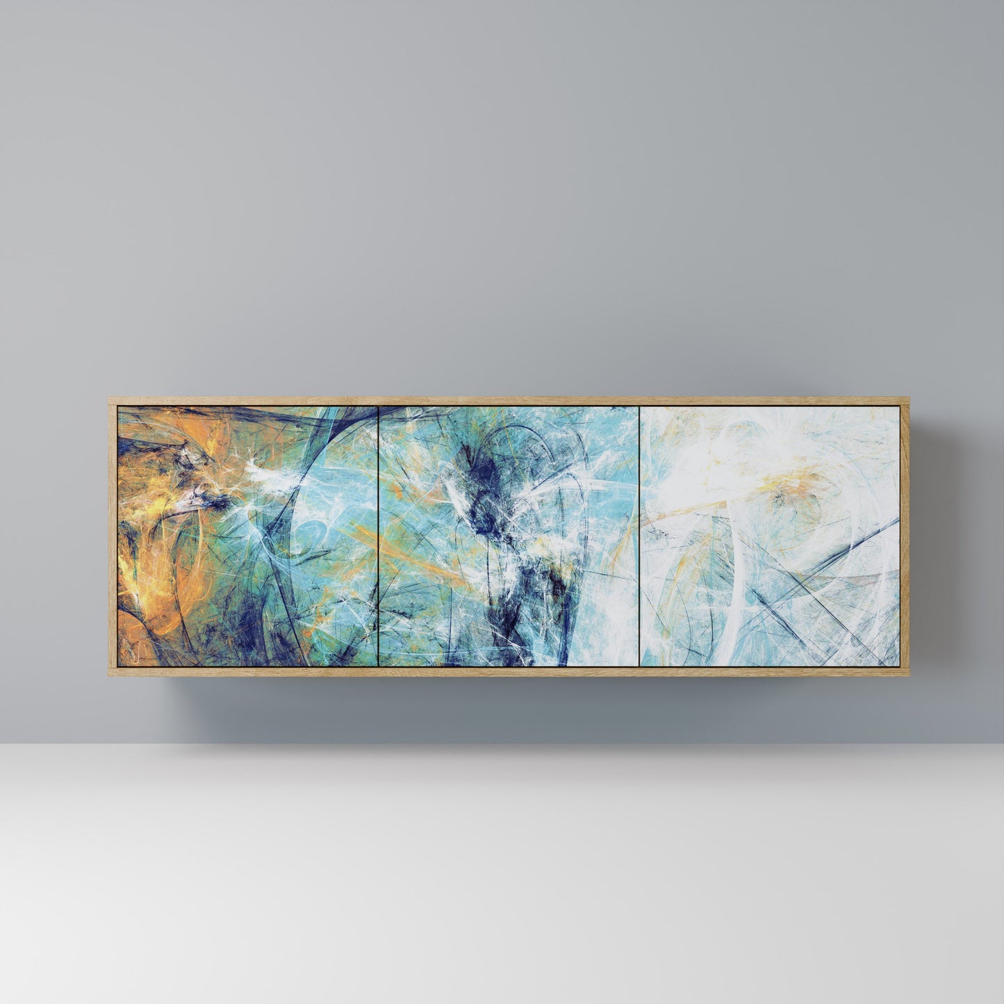 Credenza a 3 ante PENSIERI ASTRATTATI in effetto rovere