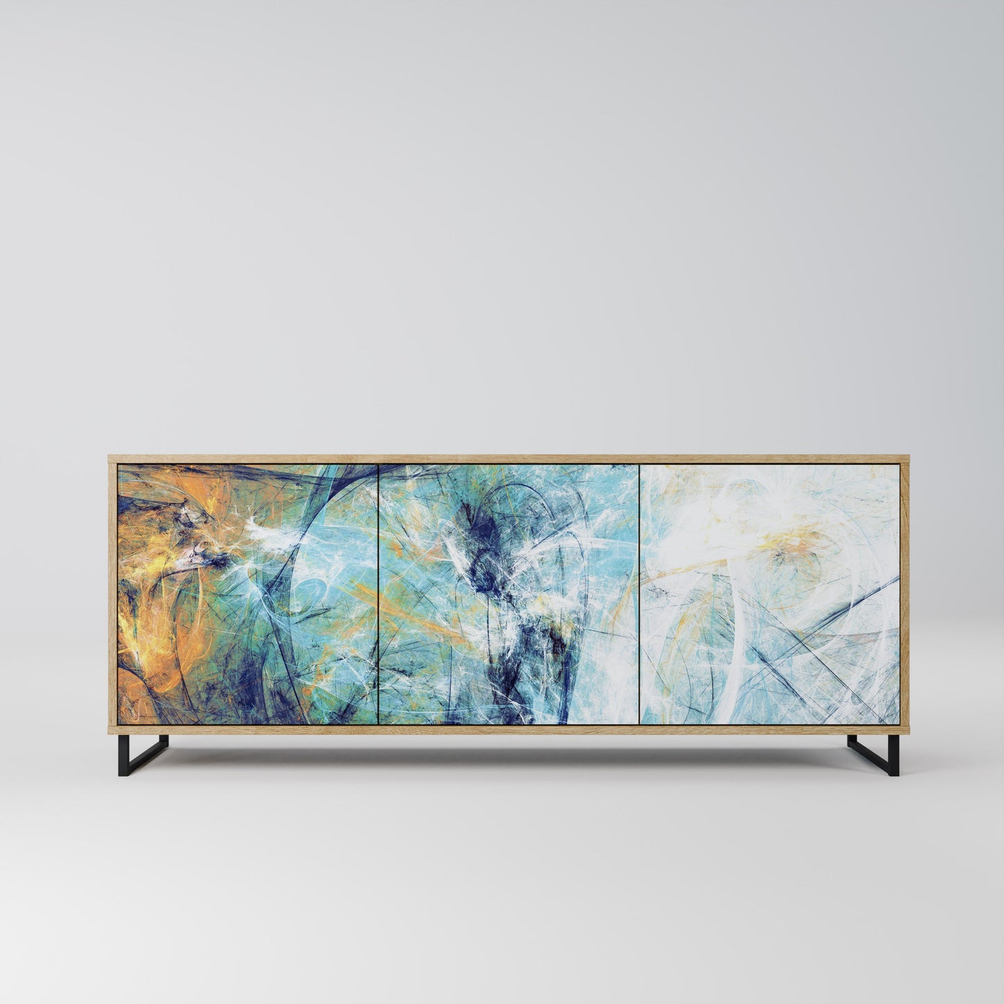 Credenza a 3 ante PENSIERI ASTRATTATI in effetto rovere
