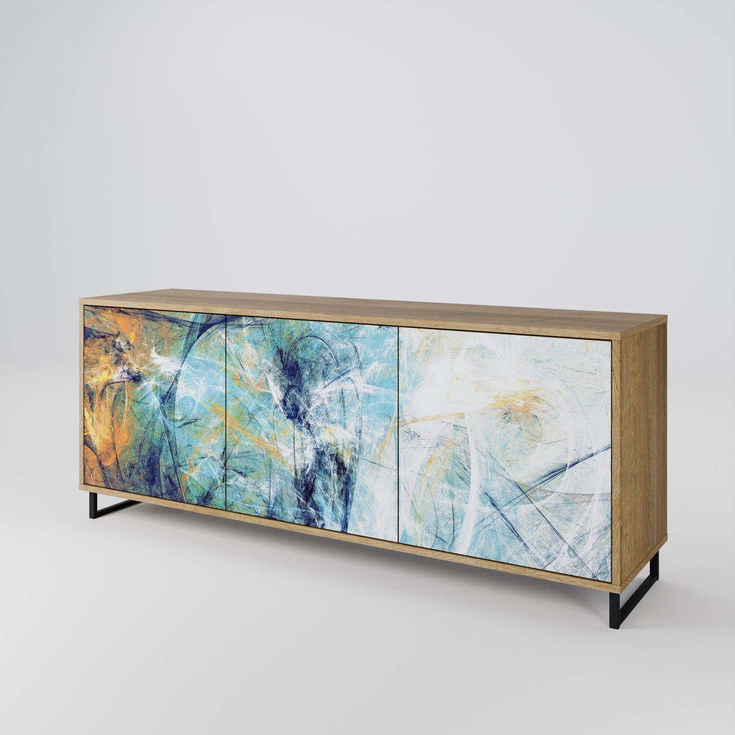 Credenza a 3 ante PENSIERI ASTRATTATI in effetto rovere