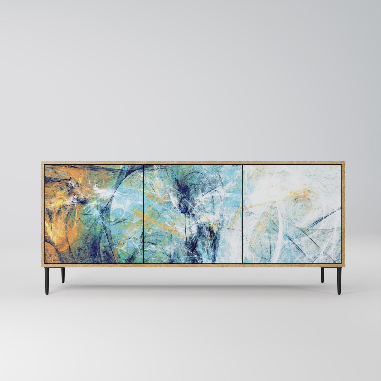 Credenza a 3 ante PENSIERI ASTRATTATI in effetto rovere