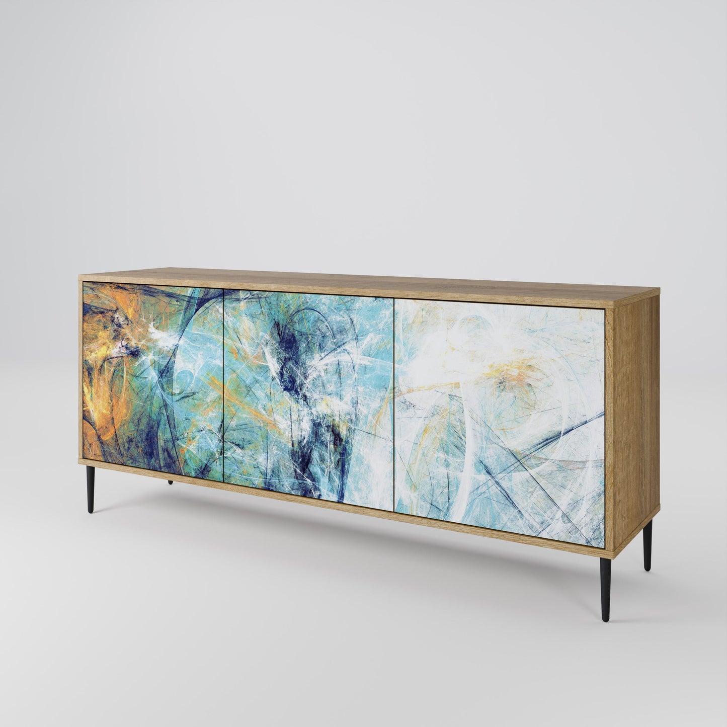 Credenza a 3 ante PENSIERI ASTRATTATI in effetto rovere