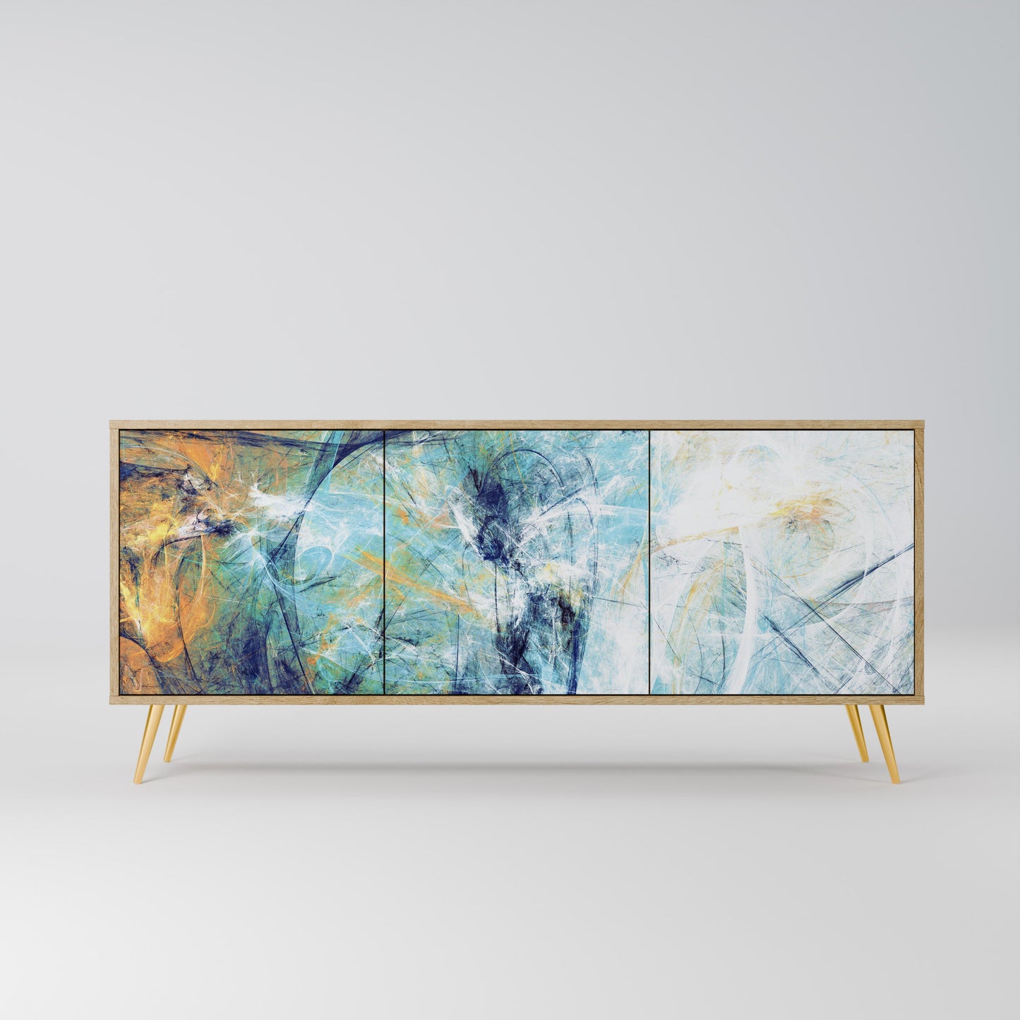 Credenza a 3 ante PENSIERI ASTRATTATI in effetto rovere