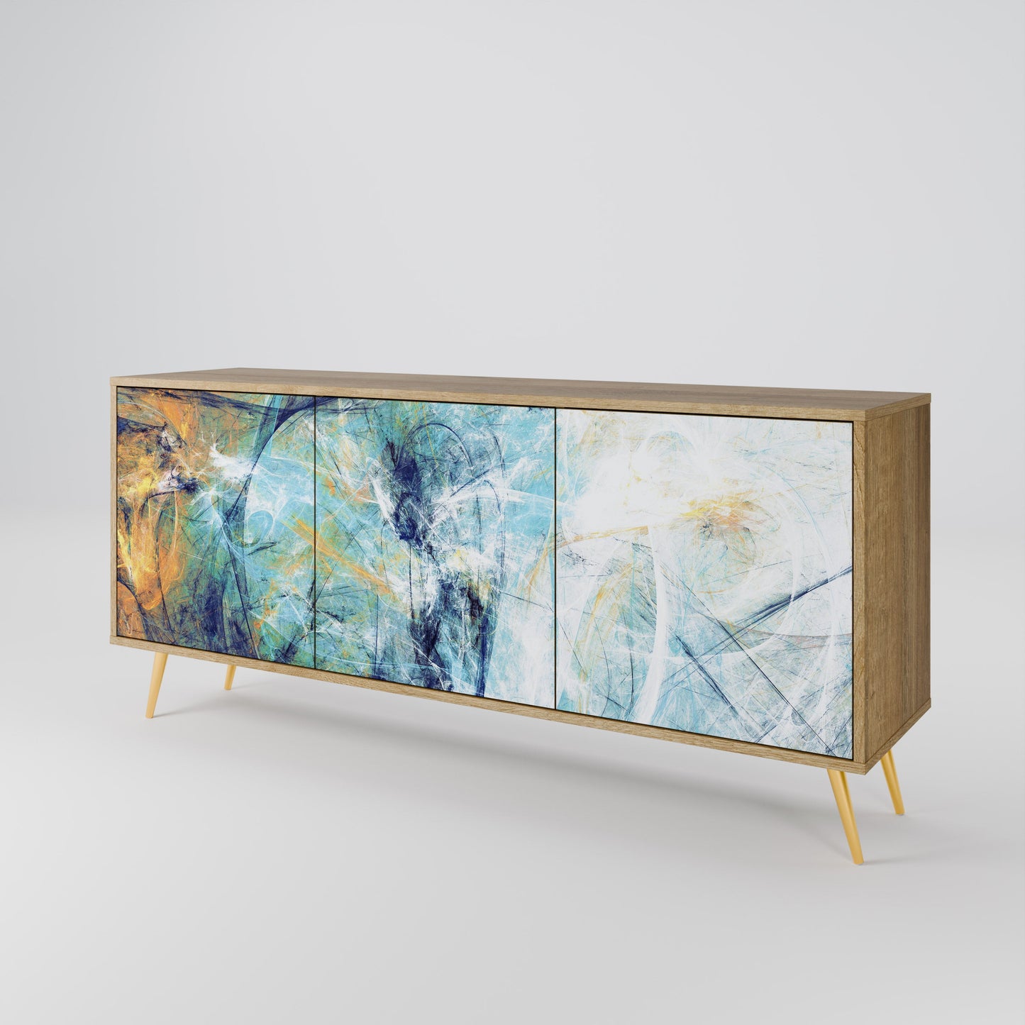 Credenza a 3 ante PENSIERI ASTRATTATI in effetto rovere