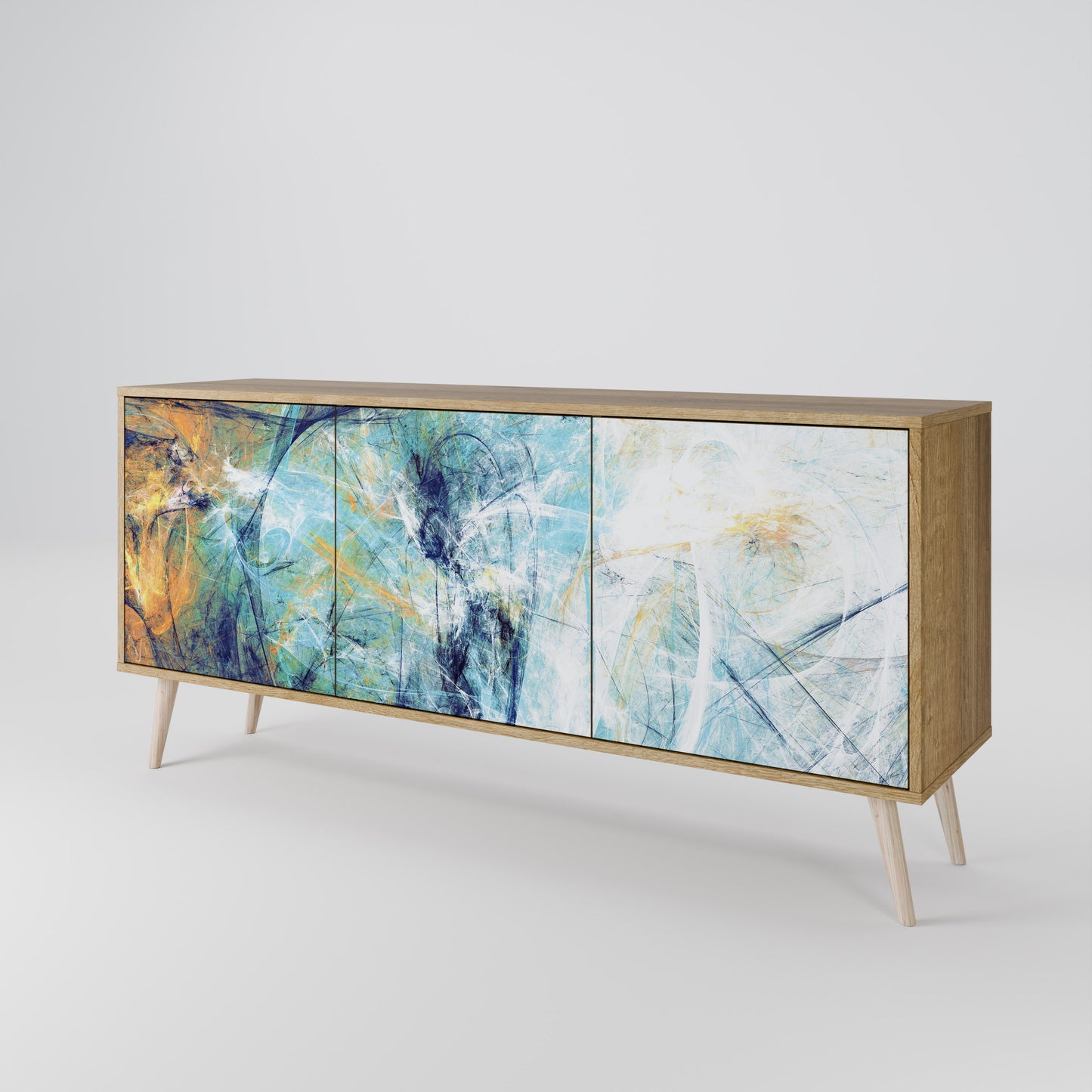 Credenza a 3 ante PENSIERI ASTRATTATI in effetto rovere