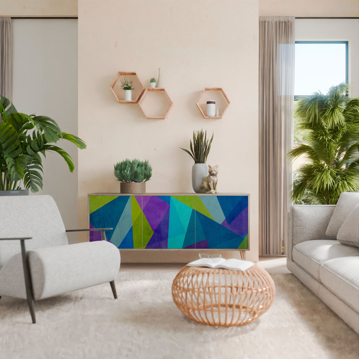 Credenza COLD SHOWCASE a 3 ante in effetto rovere