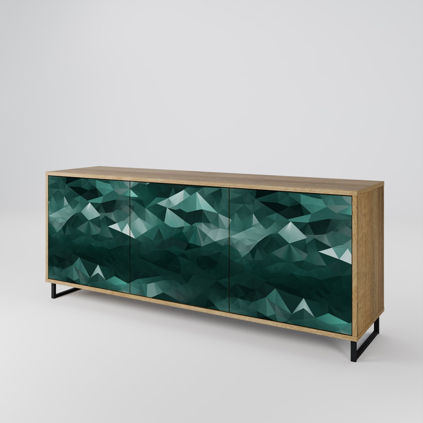 POLYGONAL FLOATING 3-Door Sideboard in Oak Effect