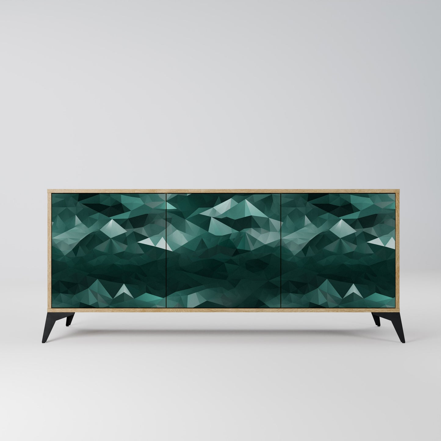 POLYGONAL FLOATING 3-Door Sideboard in Oak Effect