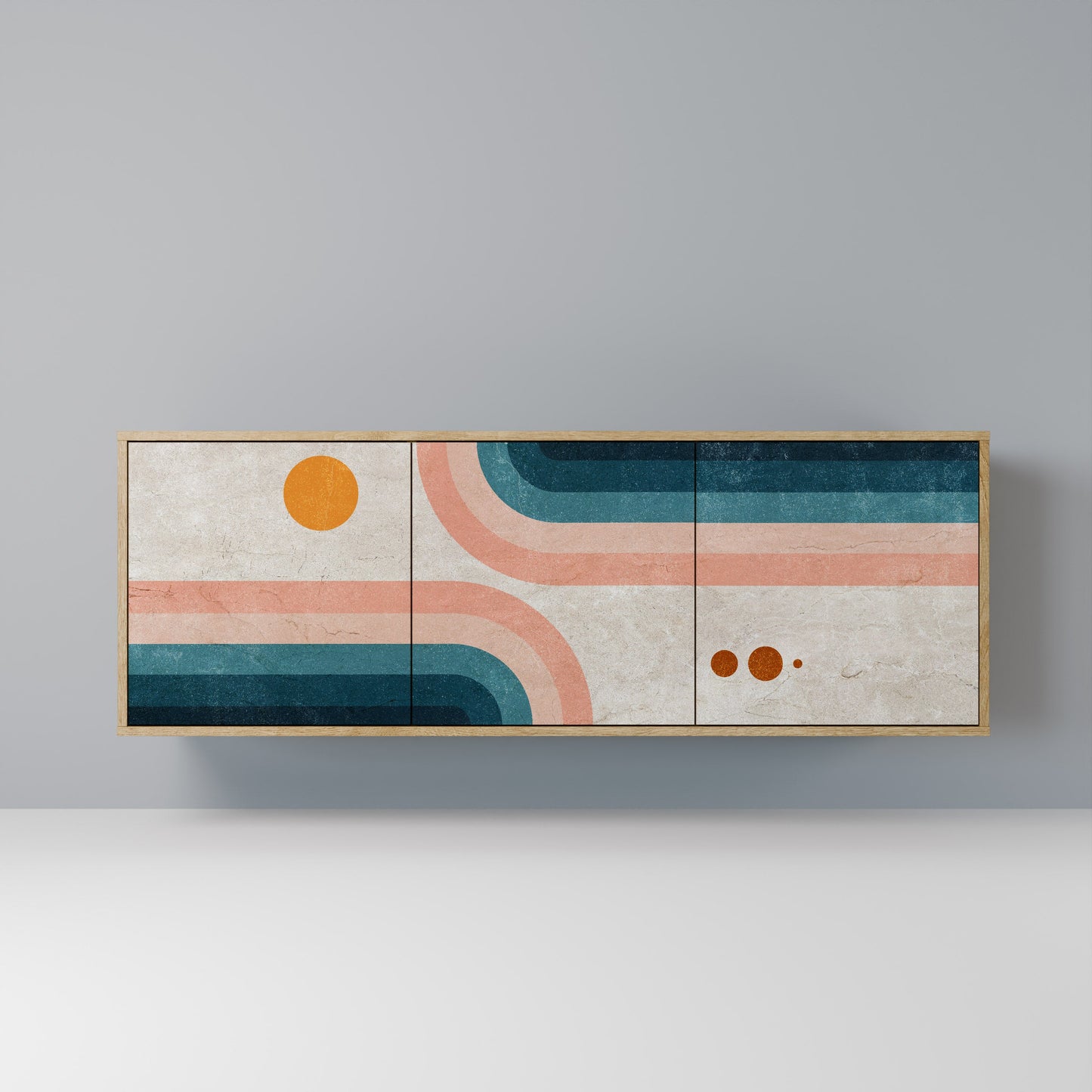Credenza TWO HALVES a 3 ante in effetto rovere